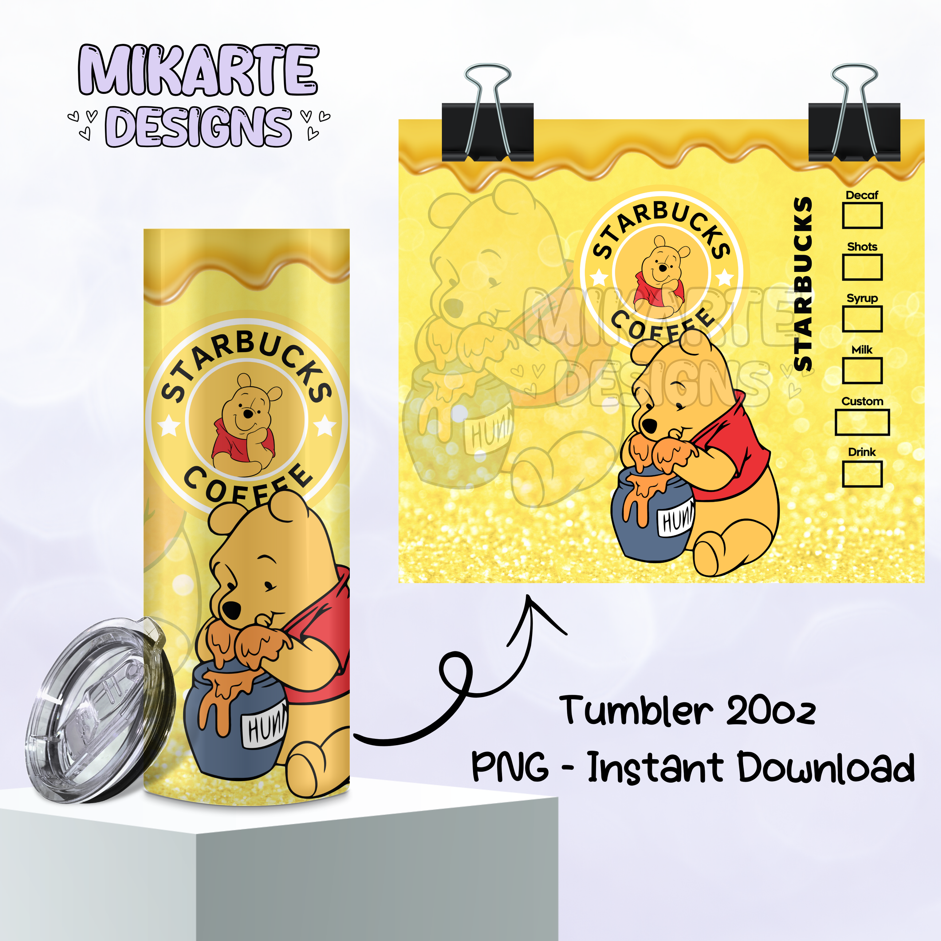 Oso Pooh | Diseño digital PNG para vaso