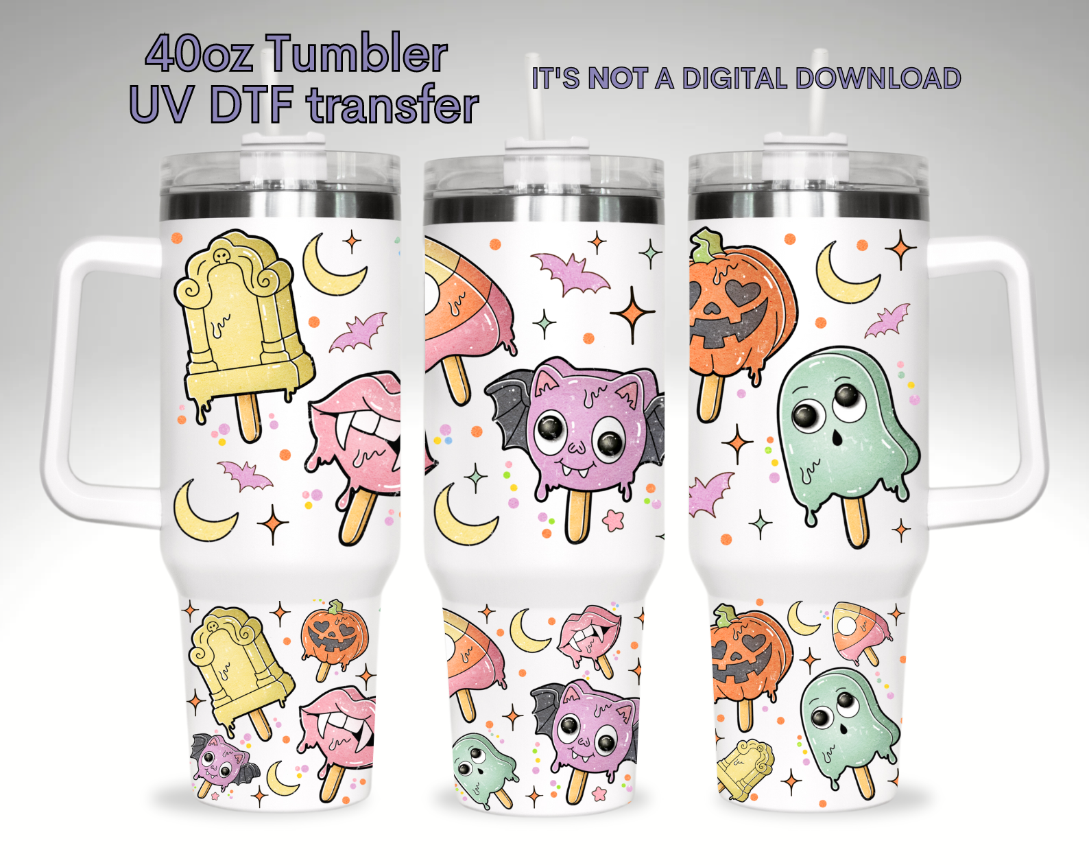 Pastel Halloween Popsicle | UV DTF 40oz Tumber
