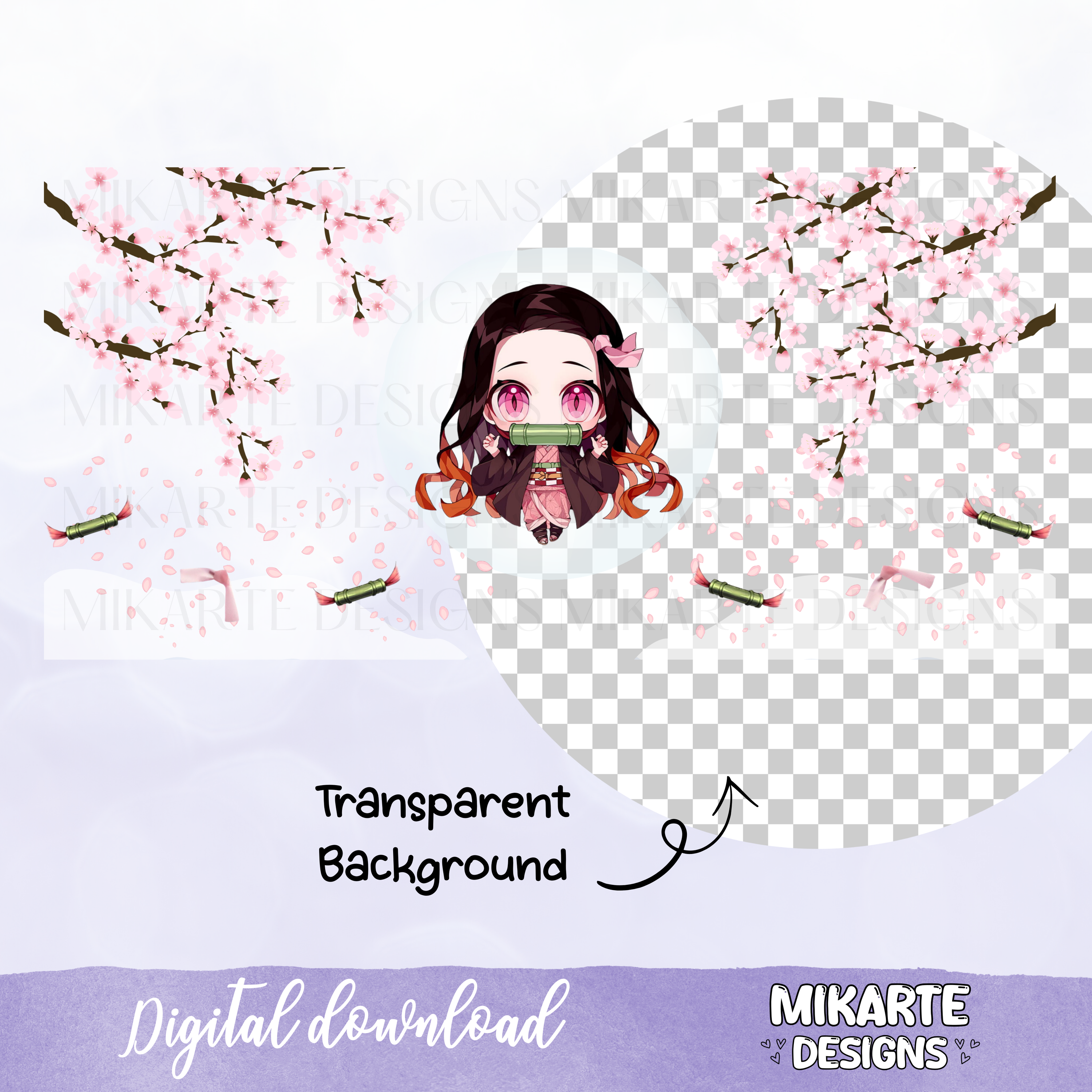 Nezuko | Diseño Digital PNG de Vaso de Vidrio de 16oz