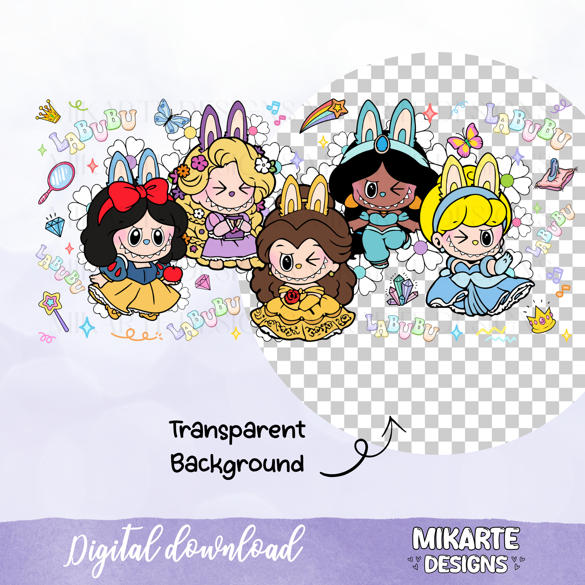 Princesses Dolls | 16oz Glass Can PNG Digital Design