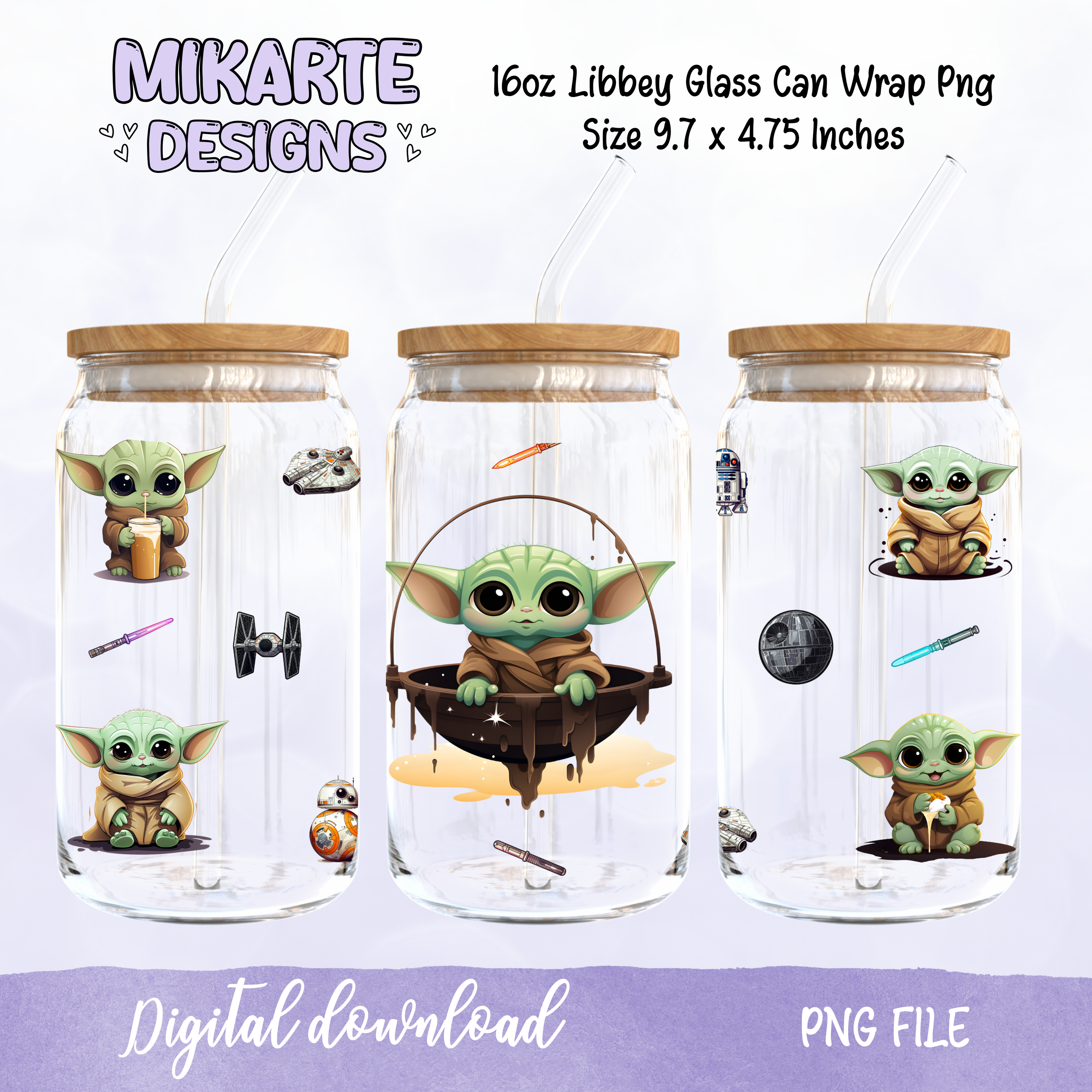Baby Y | Diseño digital PNG de vaso de vidrio de 16oz