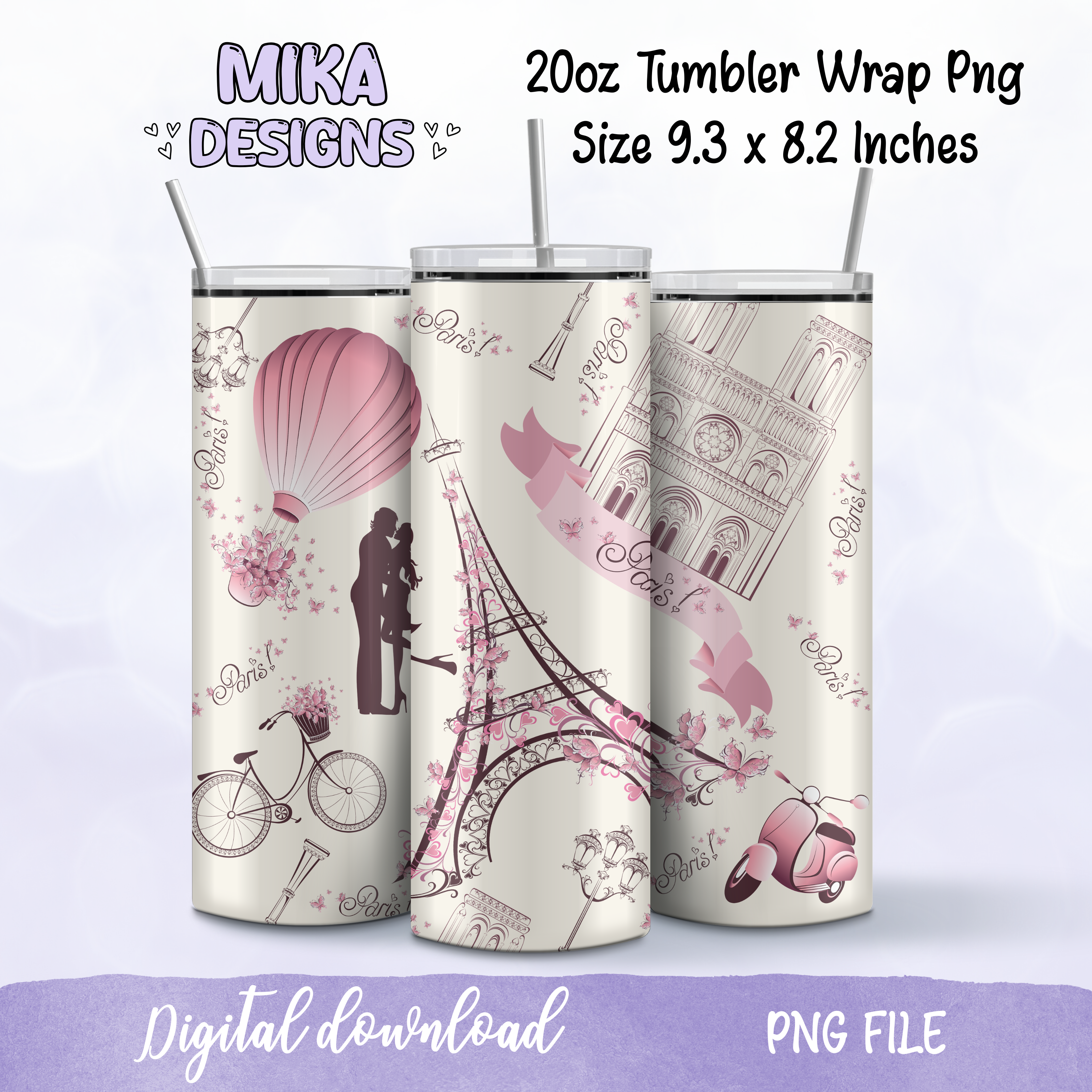 Paris Patter | Tumbler PNG Digital Design