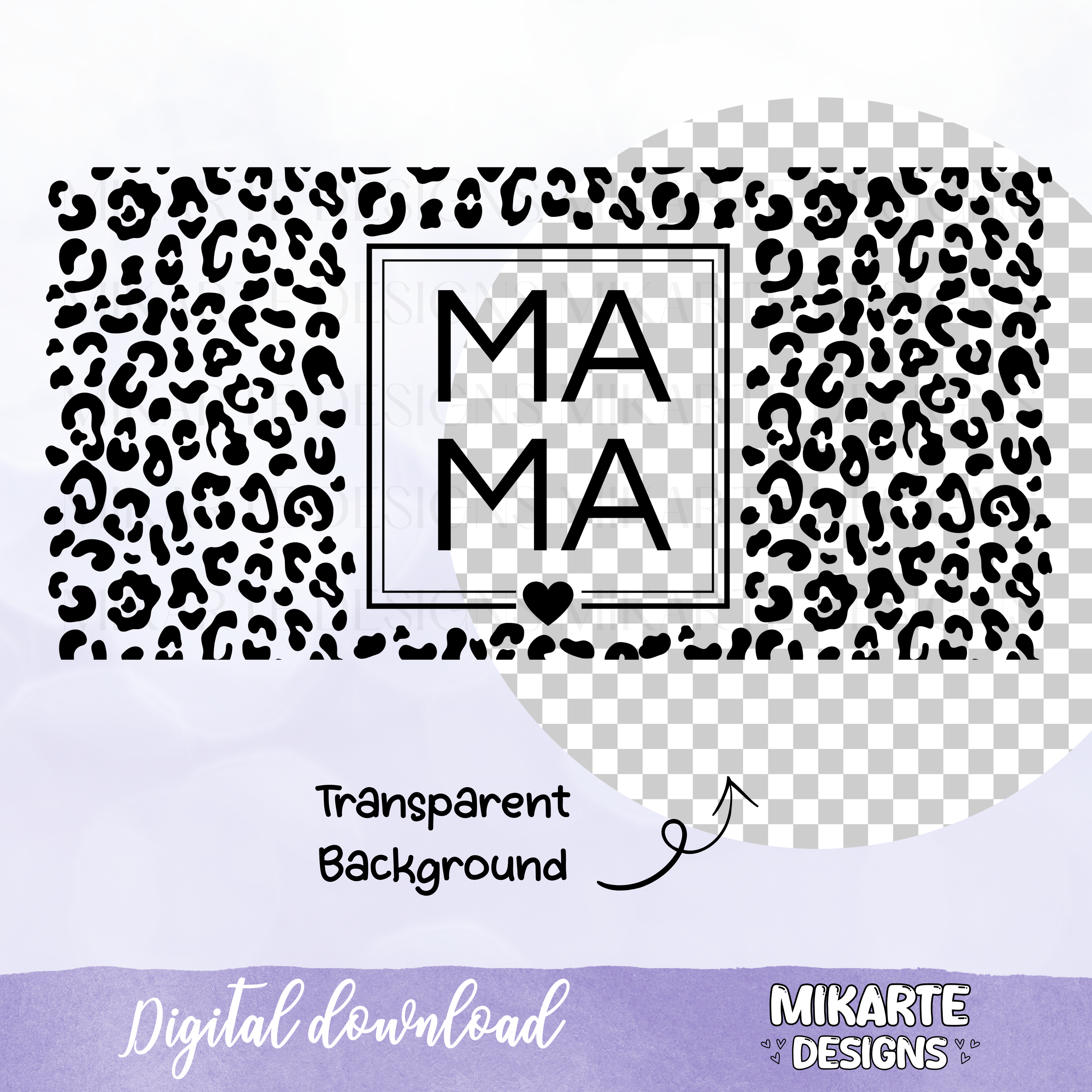 Mama Animal Print | 16oz Glass Can PNG Digital Design