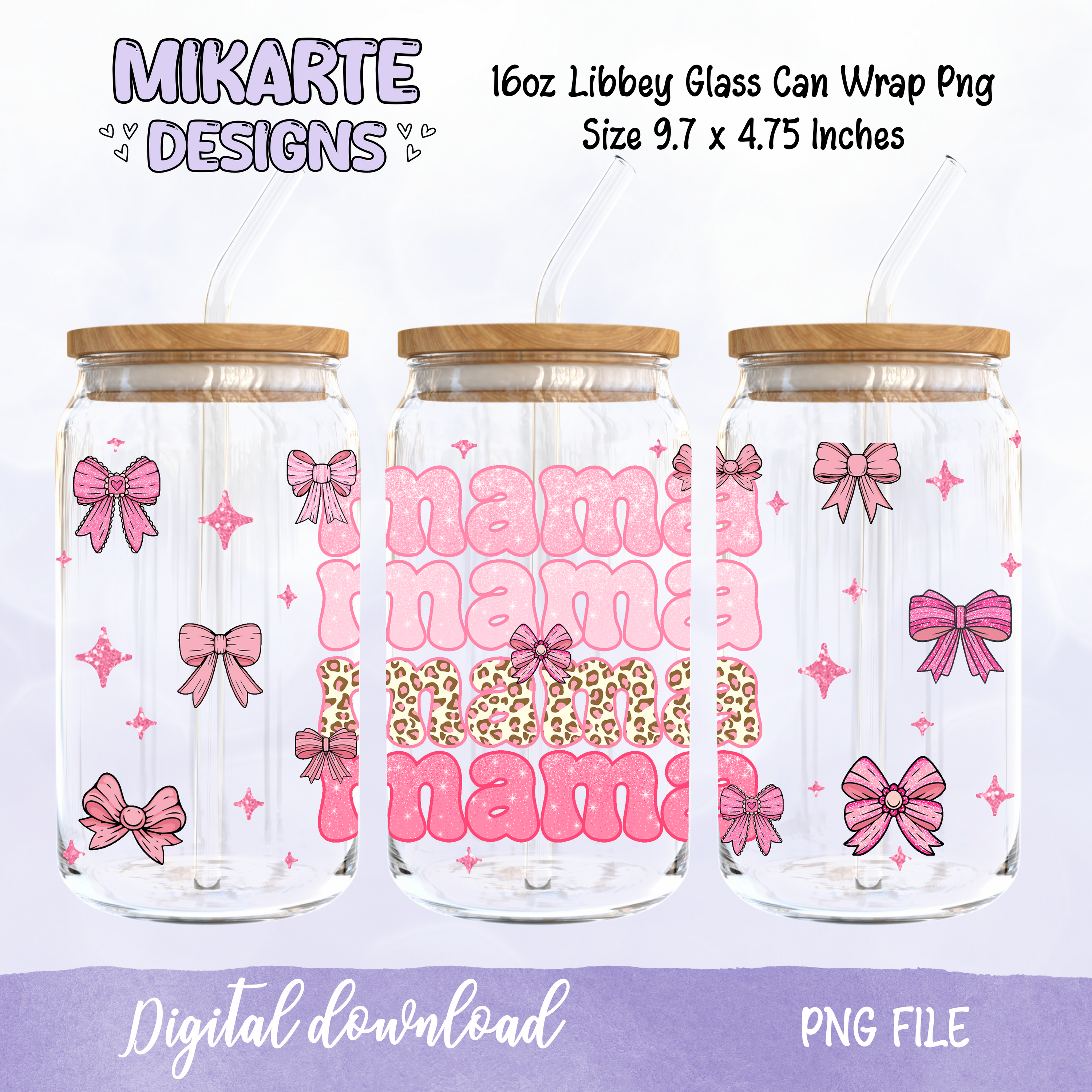Mama Coqueta | Diseño digital PNG para vaso de vidrio de 16oz