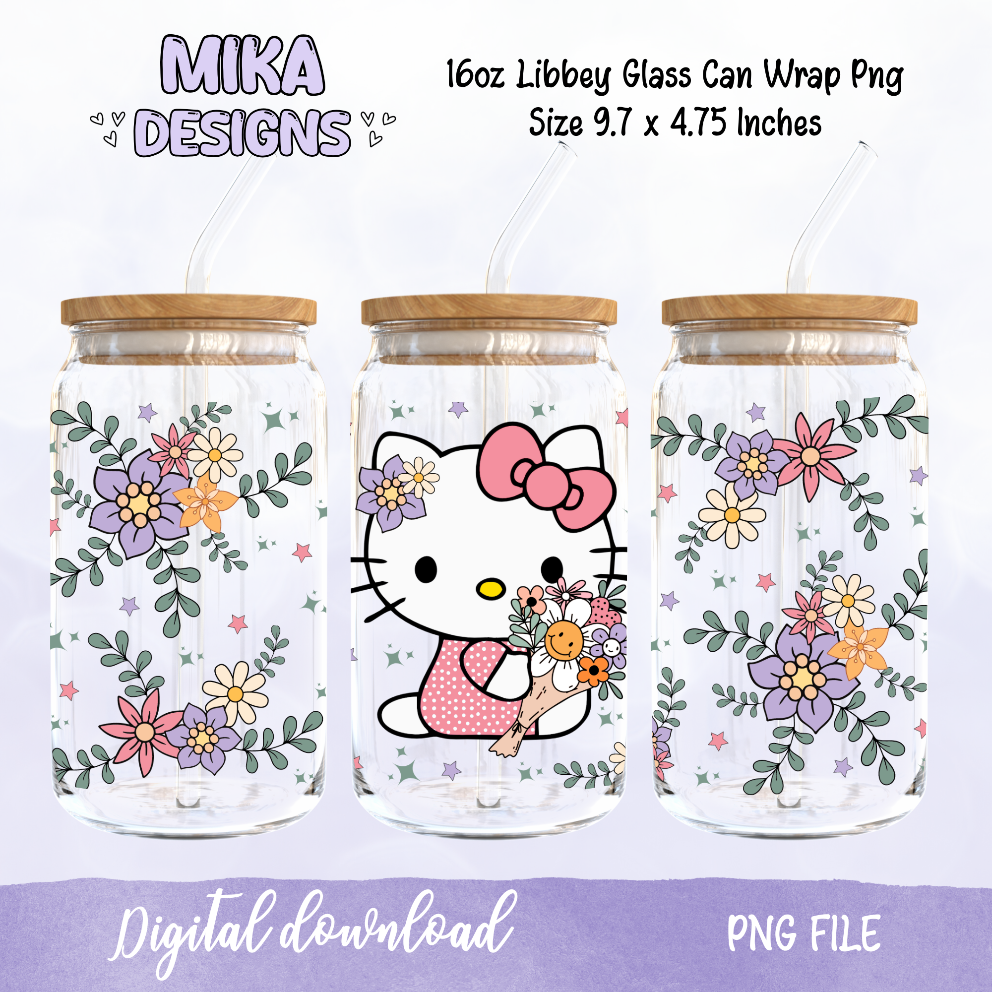 Kat Spring | 16oz Glass Can PNG Digital Design