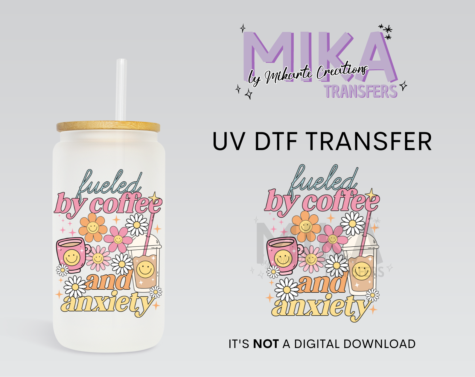Fueled by Coffee and Anxiety | UV DTF Decal