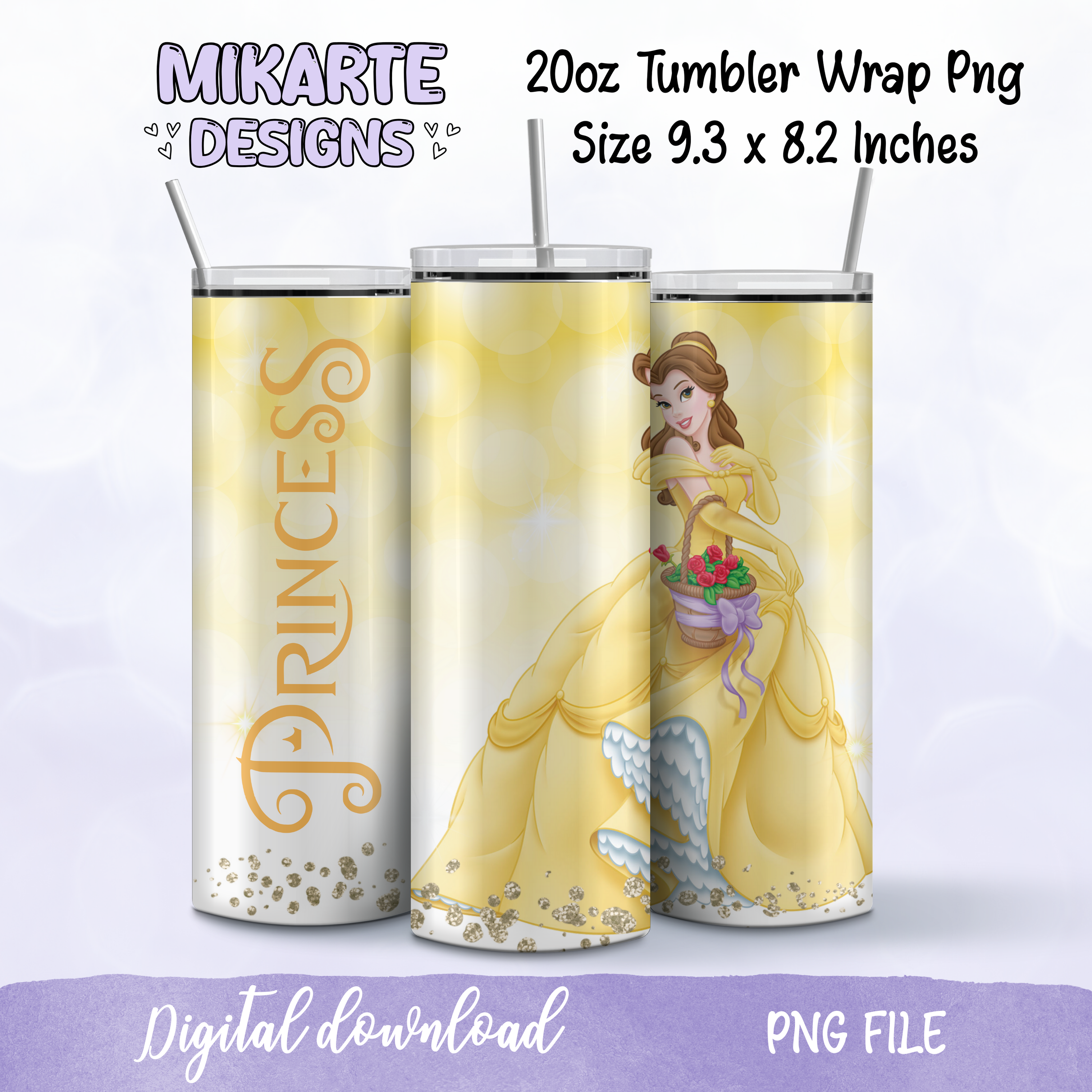 Princesa | Diseño Digital PNG para Vaso Térmico