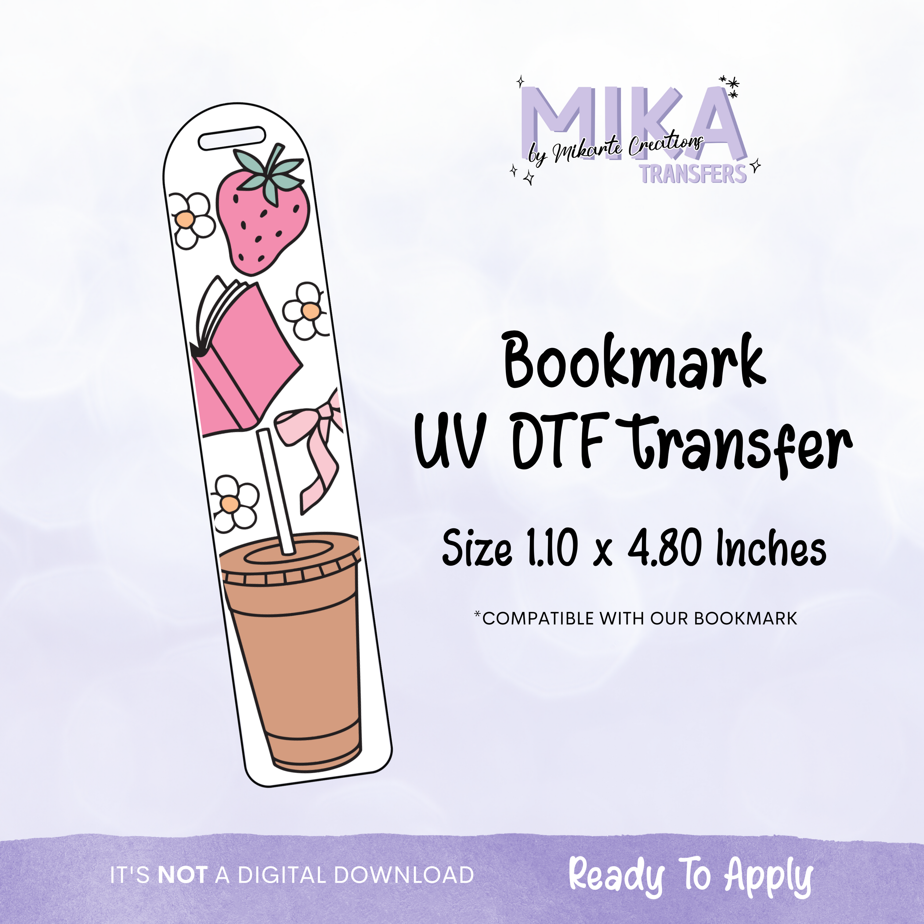 Café dulce de fresa | Marcapáginas UV DTF