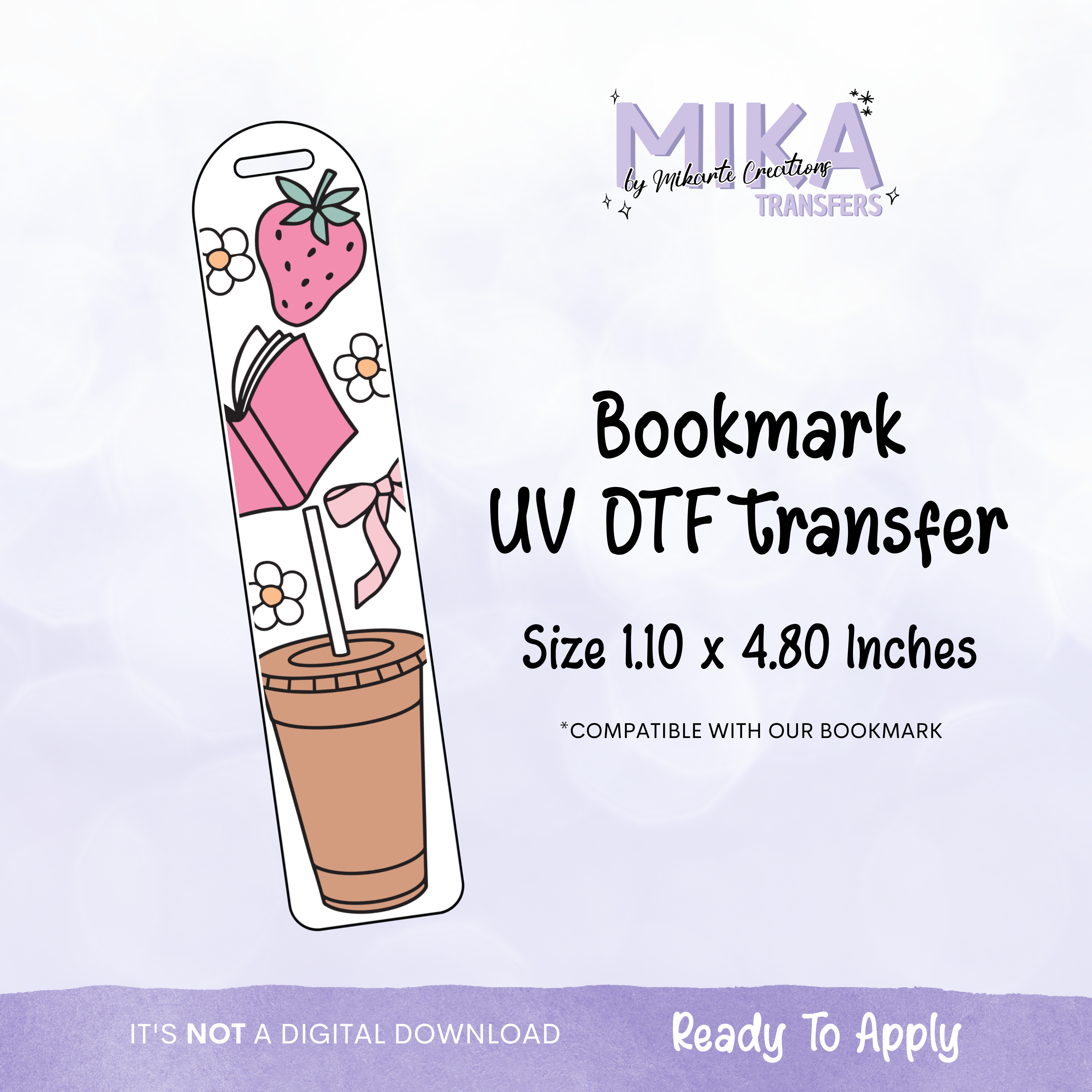 Sweet Strawberry Coffee | Bookmark UV DTF