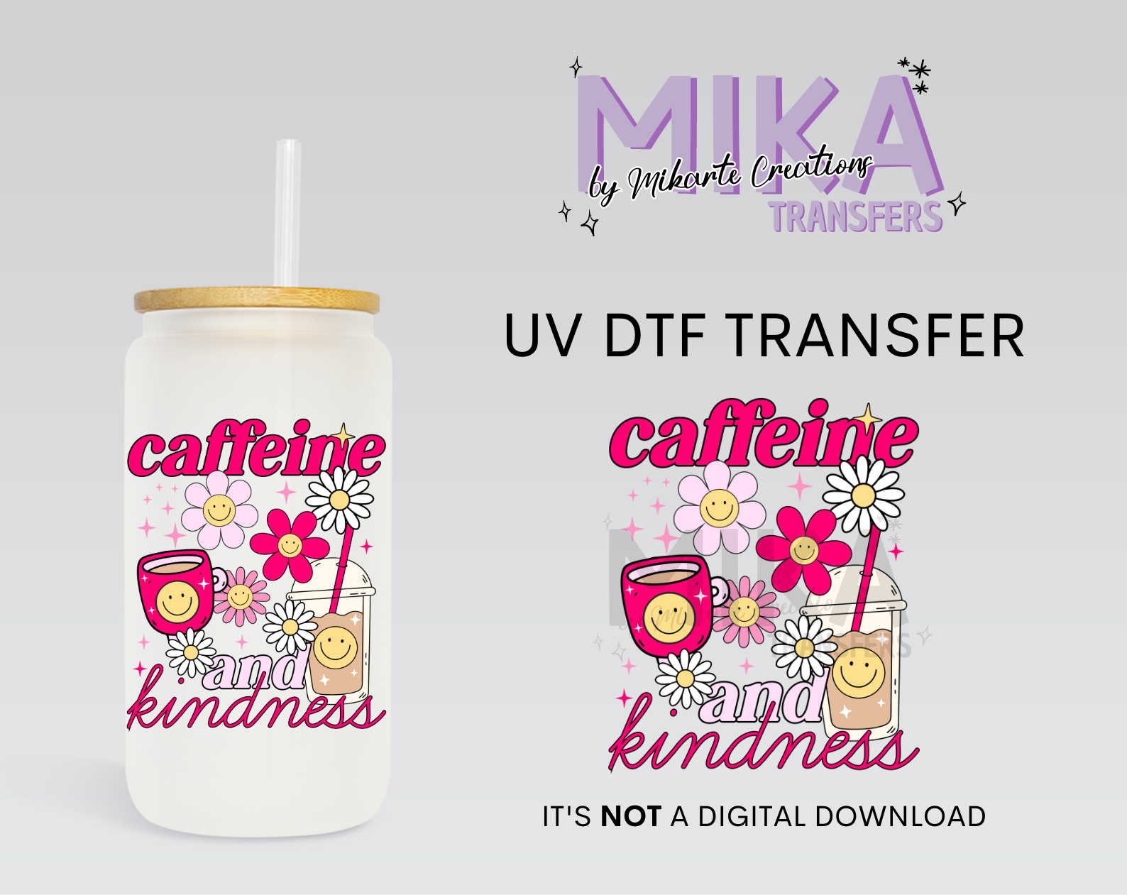 Caffeine and Kindness | UV DTF Decal