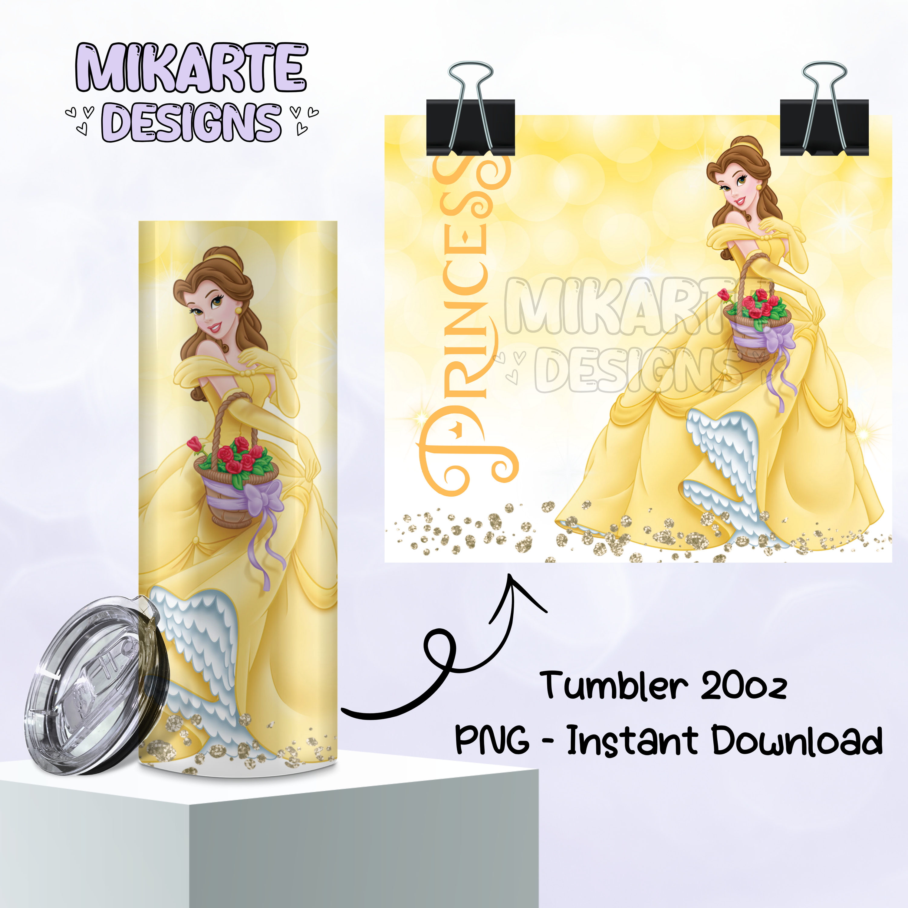 Princesa | Diseño Digital PNG para Vaso Térmico