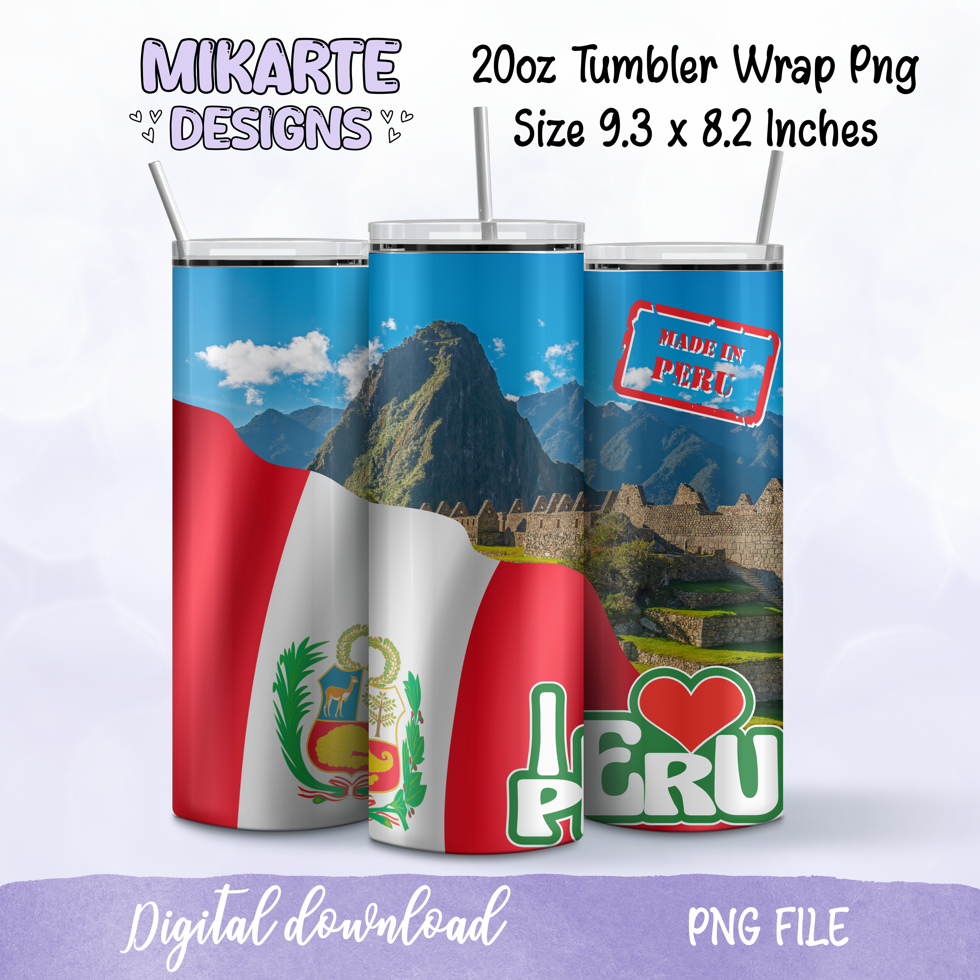 I Love Peru | Tumbler PNG Digital Design