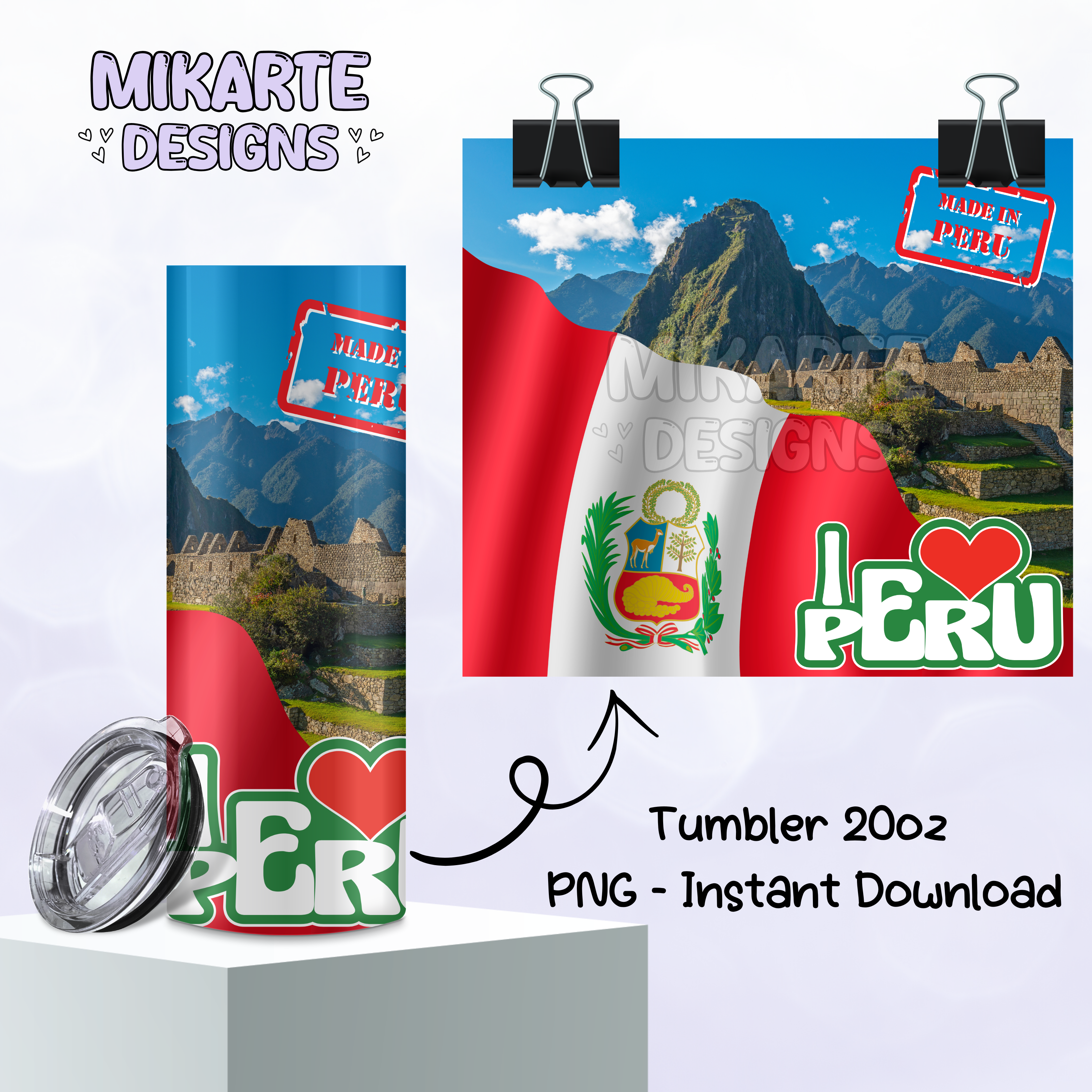 I Love Peru | Tumbler PNG Digital Design