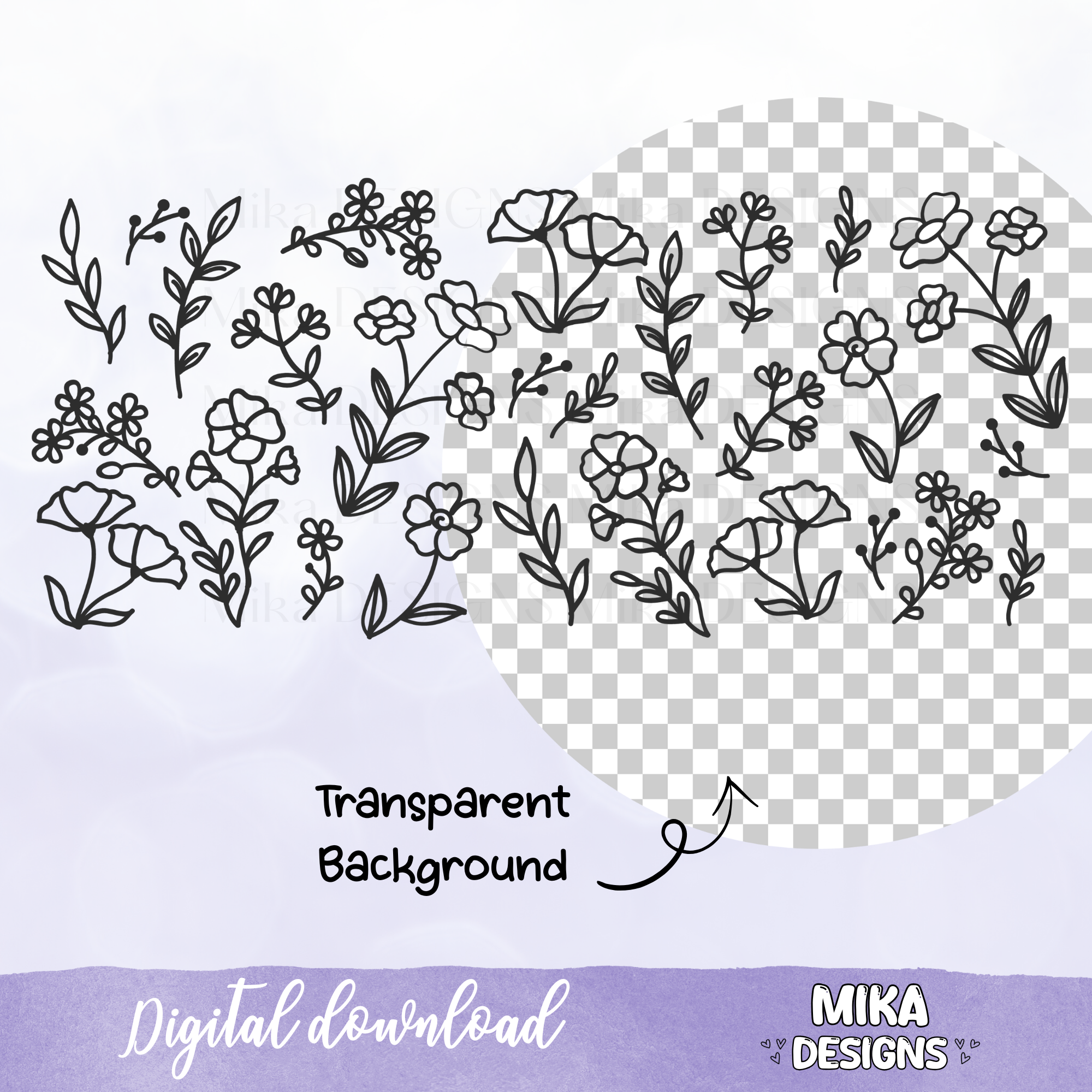 Line Flower | 16oz Glass Can PNG Digital Design