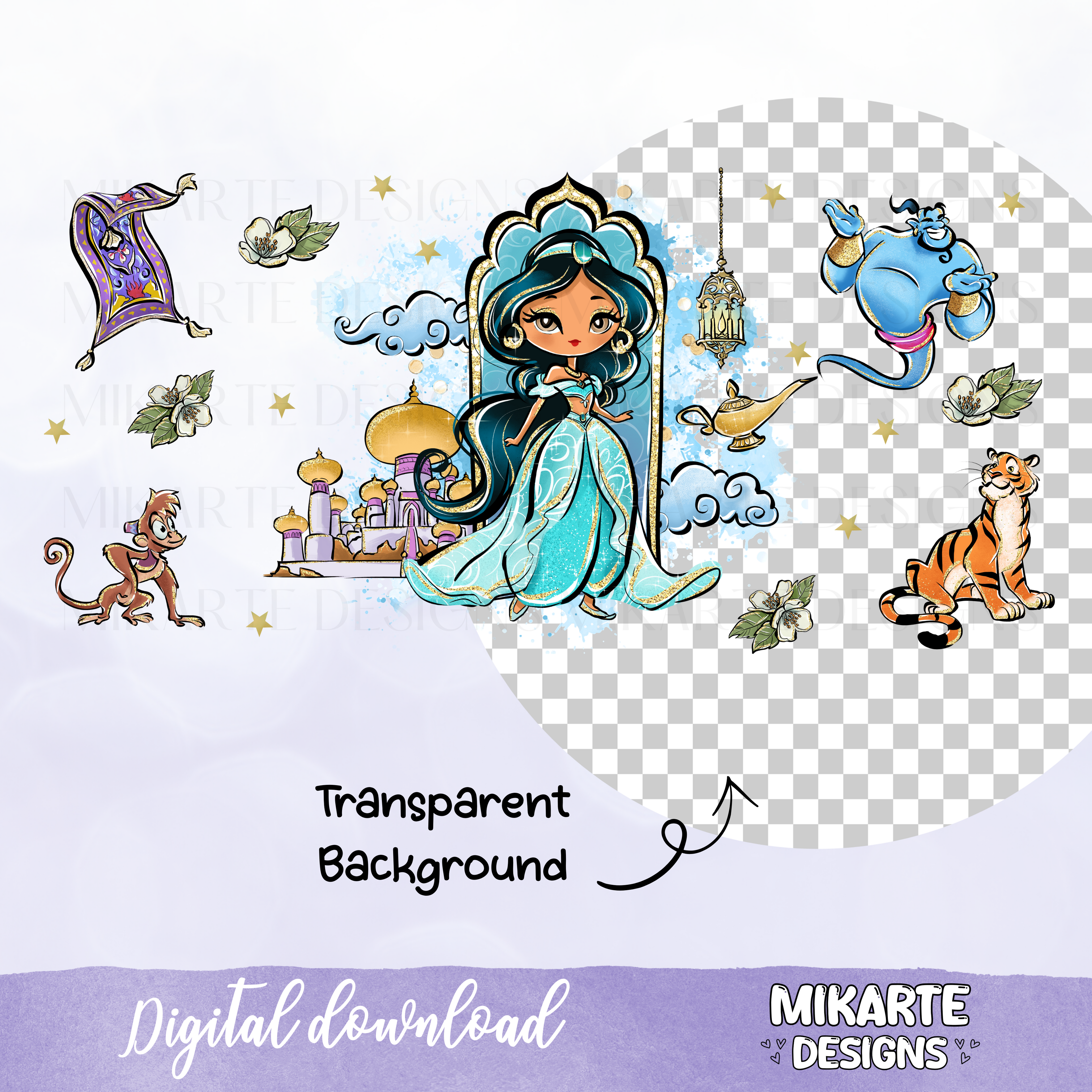 Cartoon Jas-mine | 16oz Glass Can PNG Digital Design