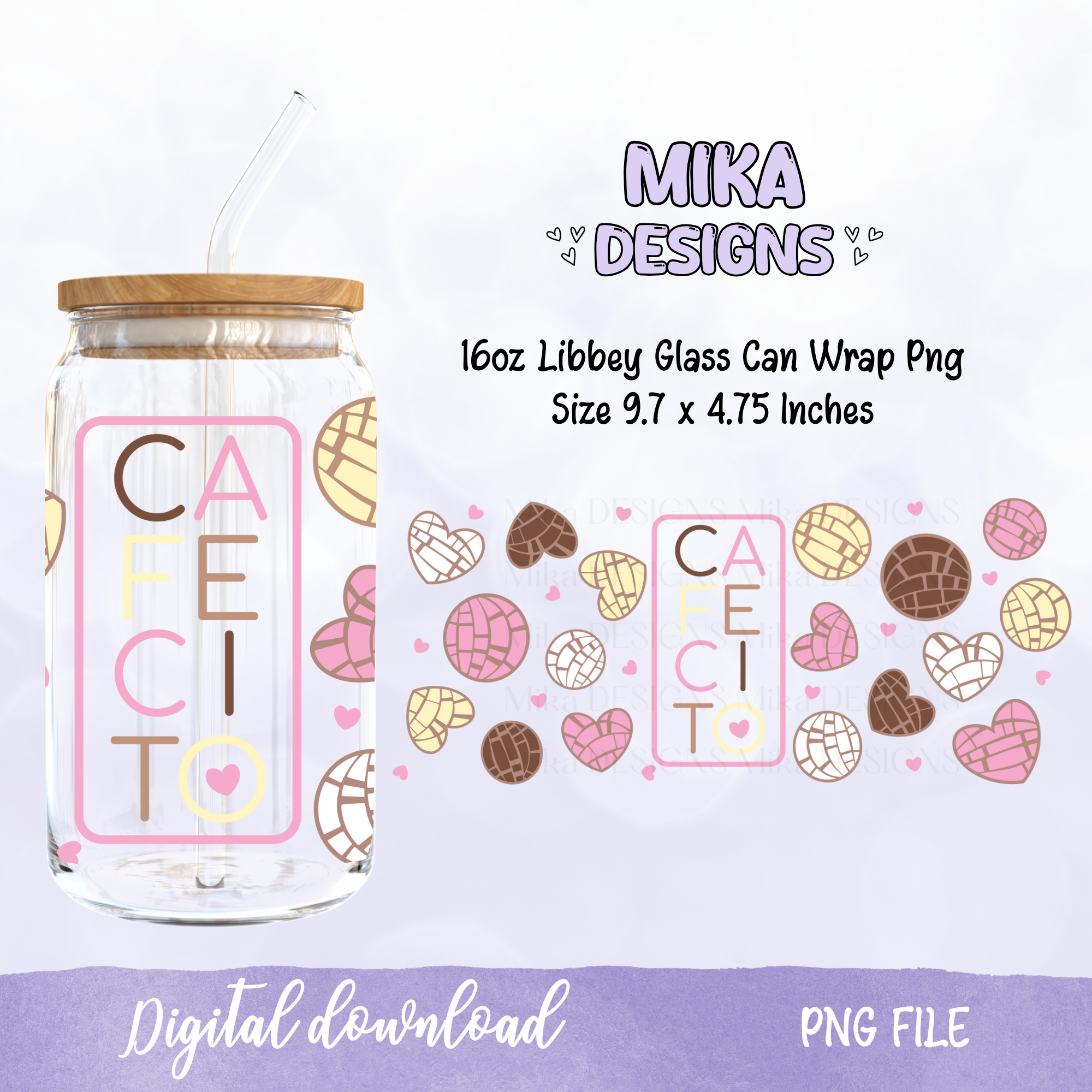 Cafecito | 16oz Glass Can PNG Digital Design