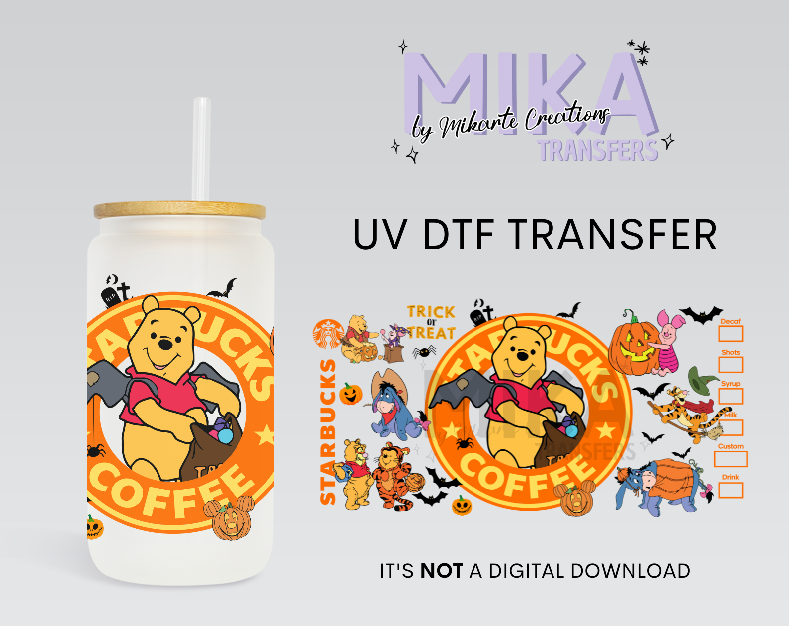 Halloween Bear Coffee | UV DTF Wrap