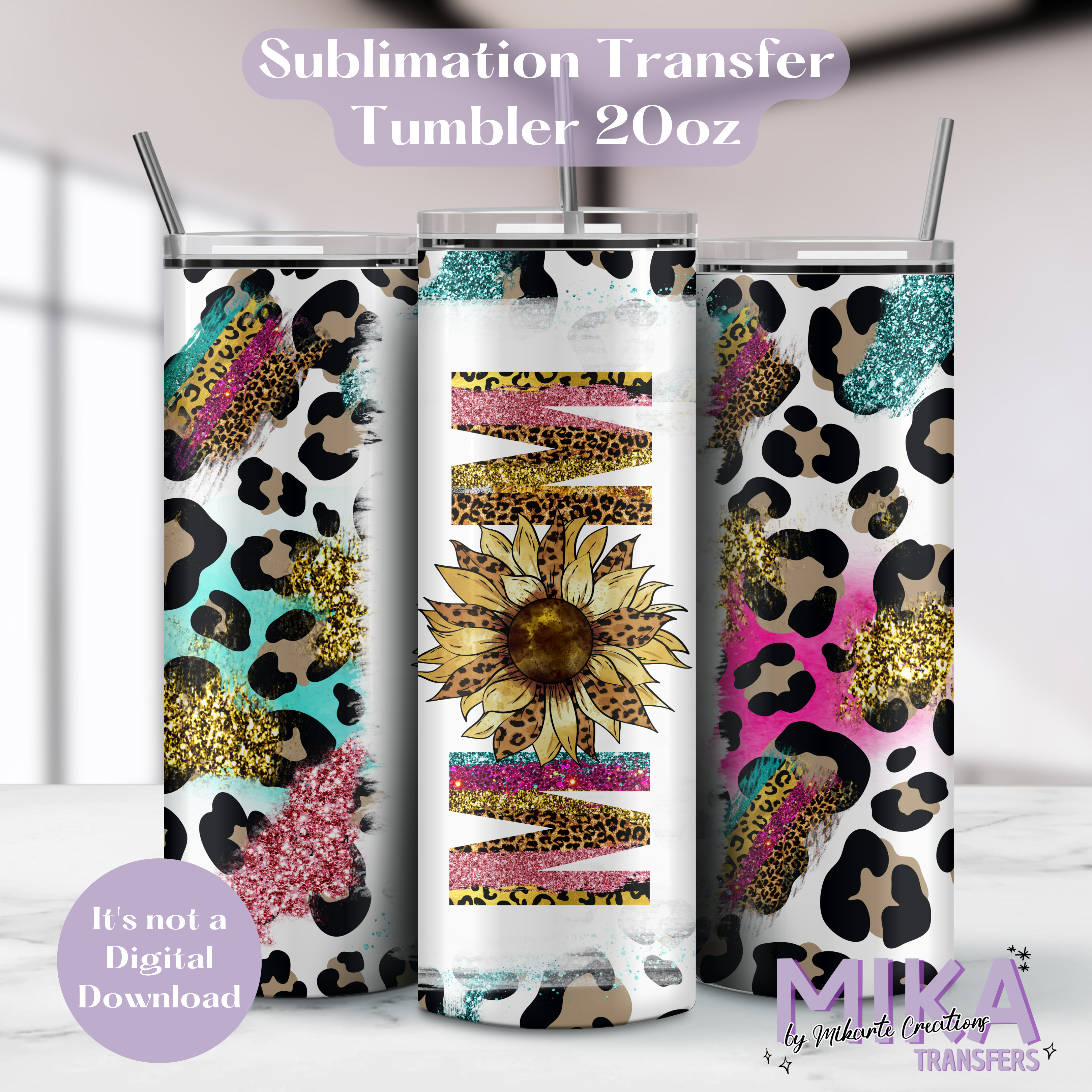 Mama Sunflower Animal Print | Tumbler Sublimation Transfer