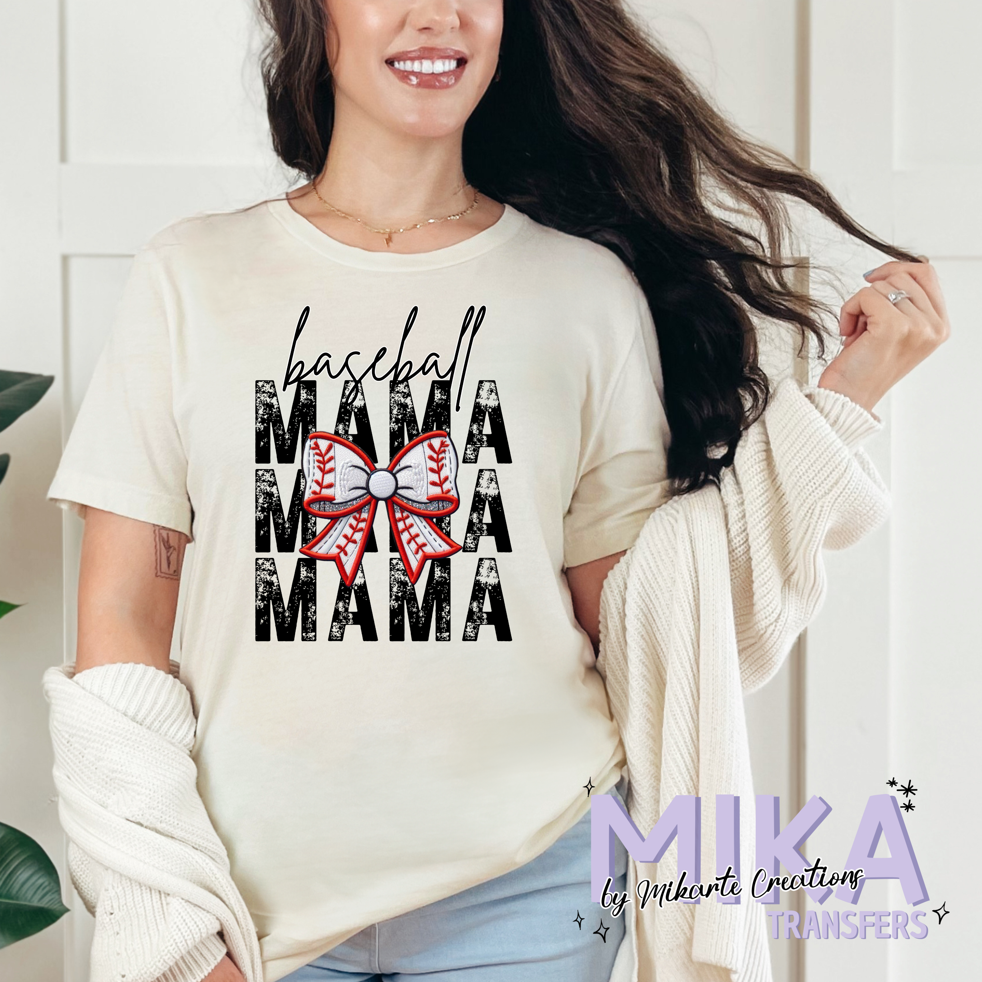 Baseball mama with bow | DTF Transfer