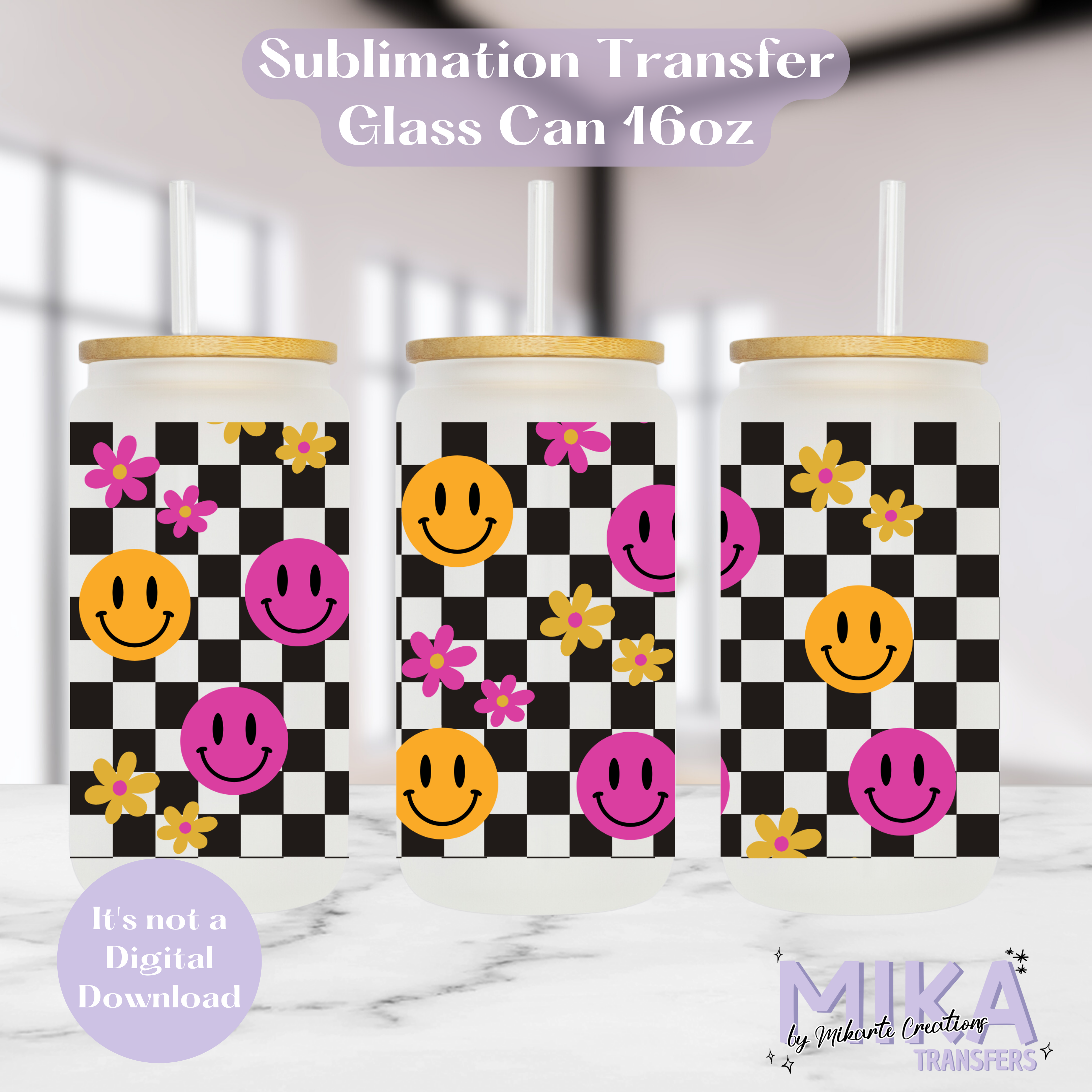 Smily Faces - Glass Can Sublimation Transfer