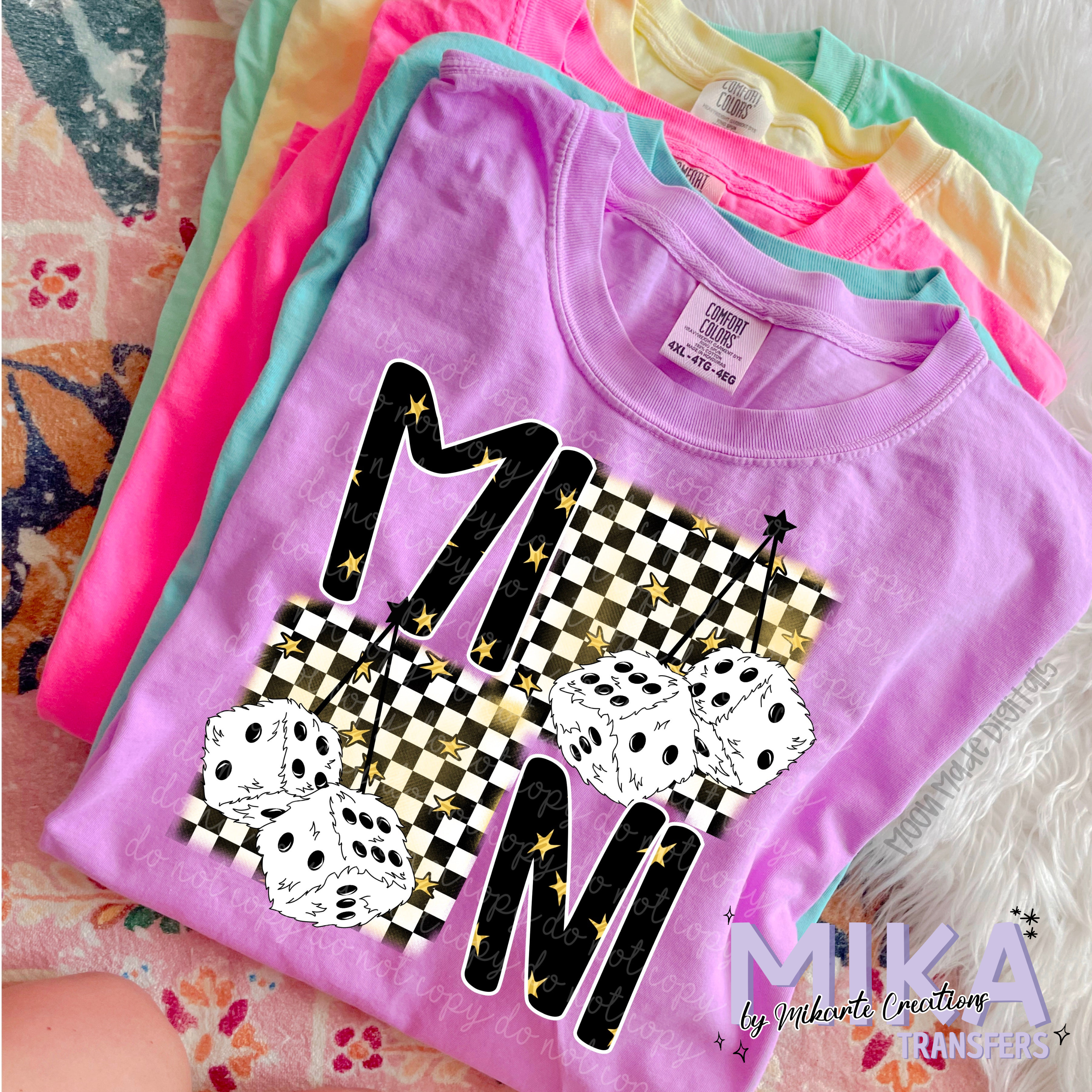 Mama and mini fuzzy dice | DTF Transfer