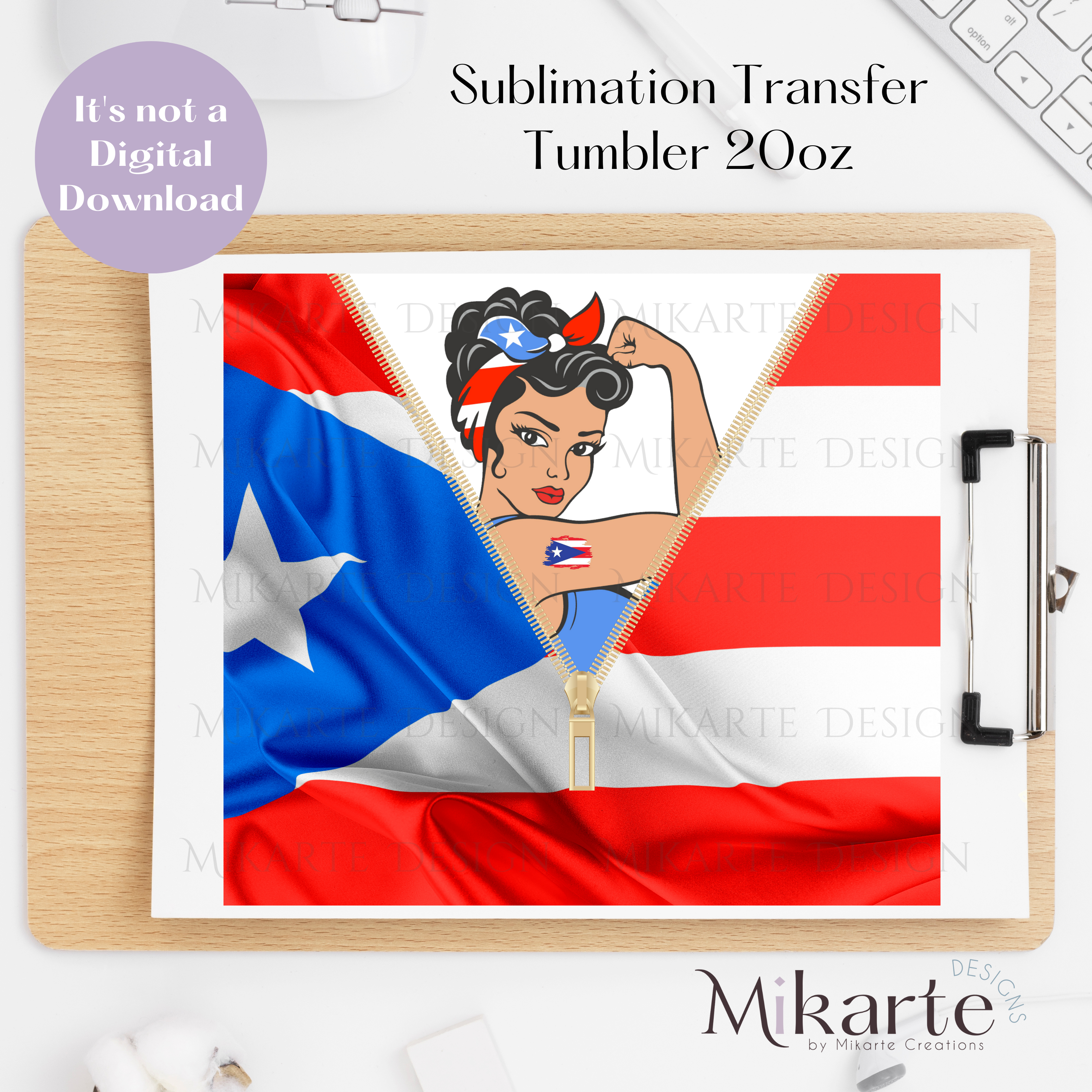 Mujer Boricua - Tumbler Sublimation Transfer