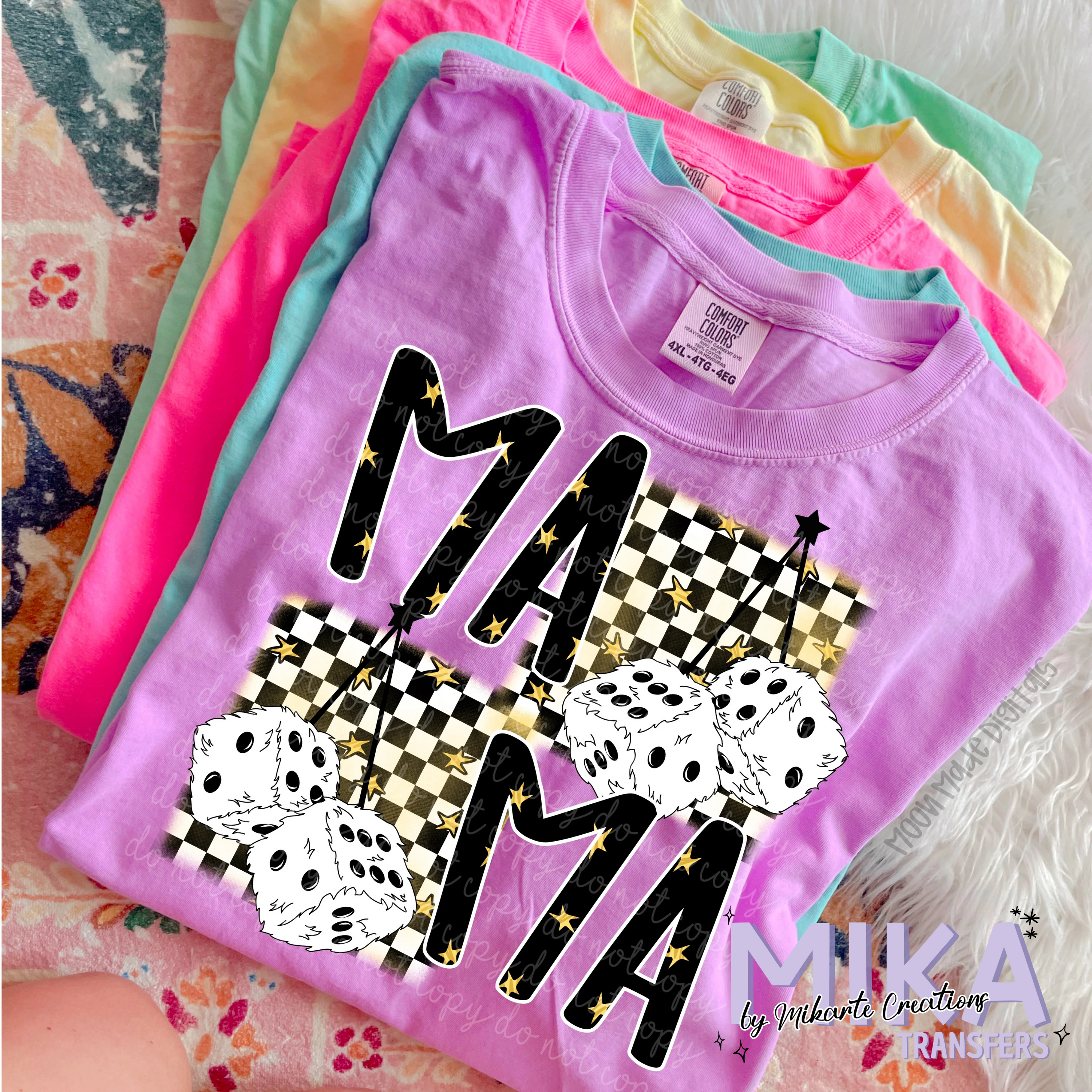 Mama and mini fuzzy dice | DTF Transfer