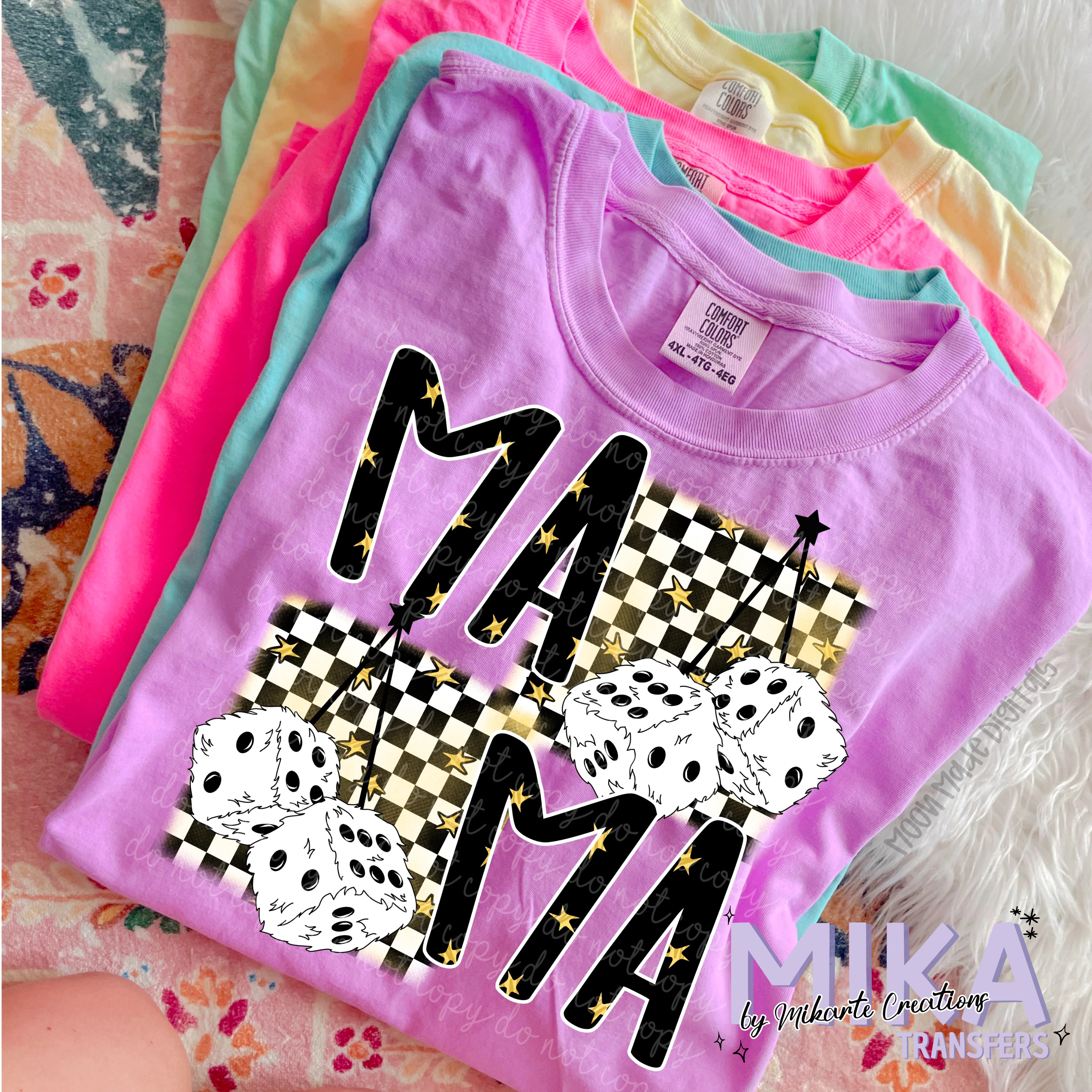 Mama and mini fuzzy dice | DTF Transfer