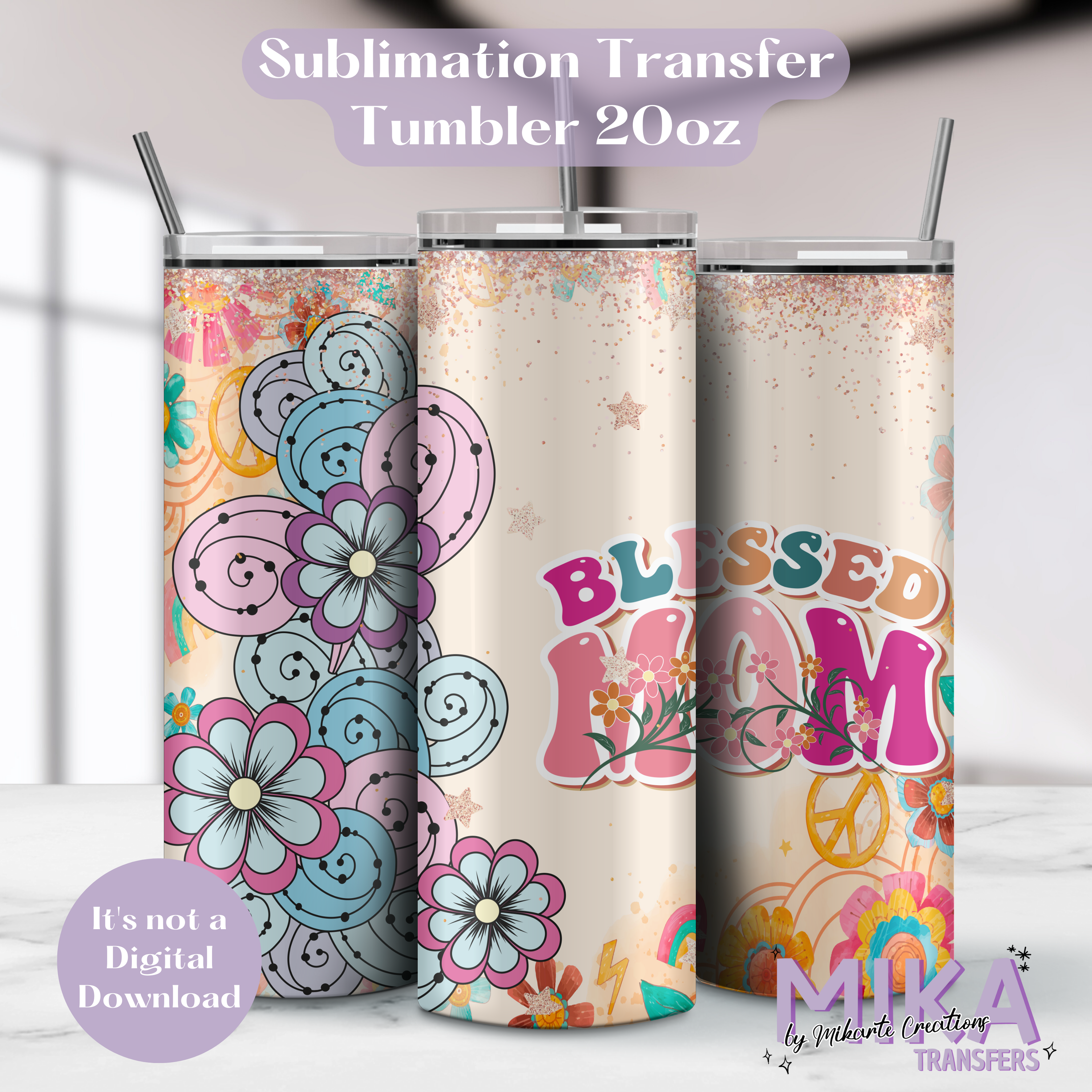 Blessed Mom | Tumbler Sublimation Transfer