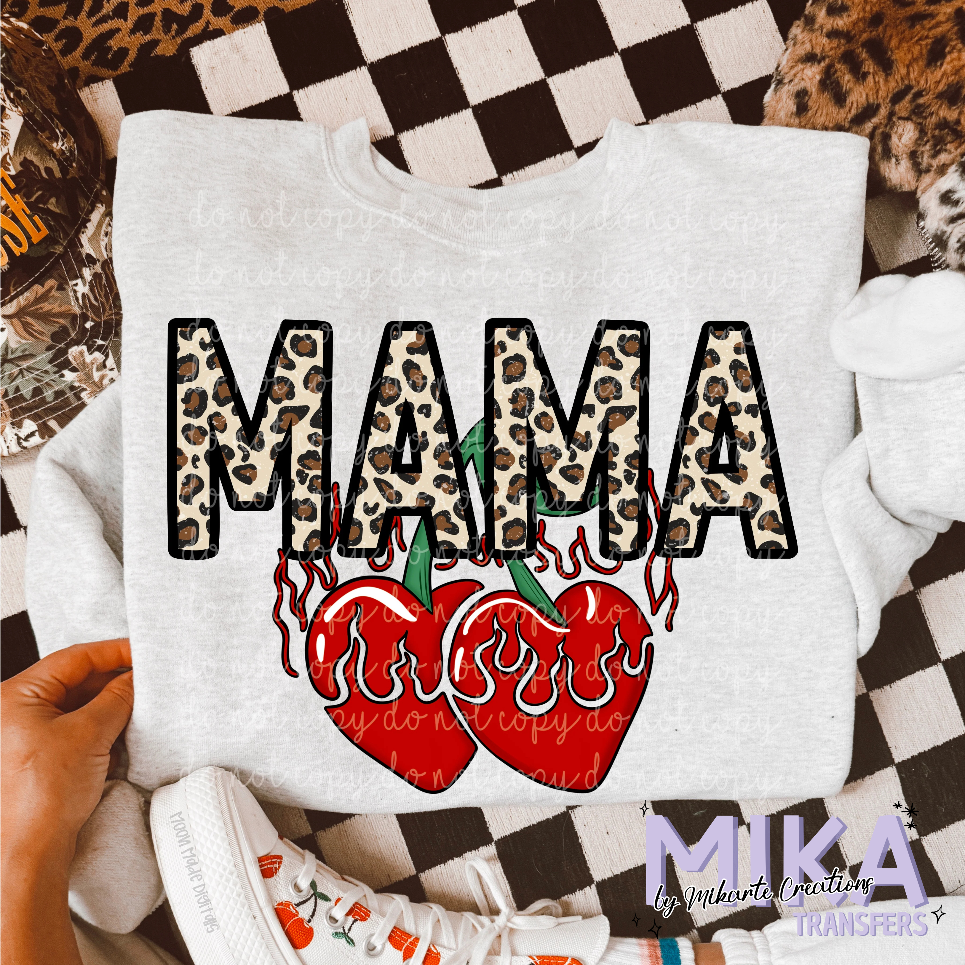 Mama and mini leopard cherry | DTF Transfer