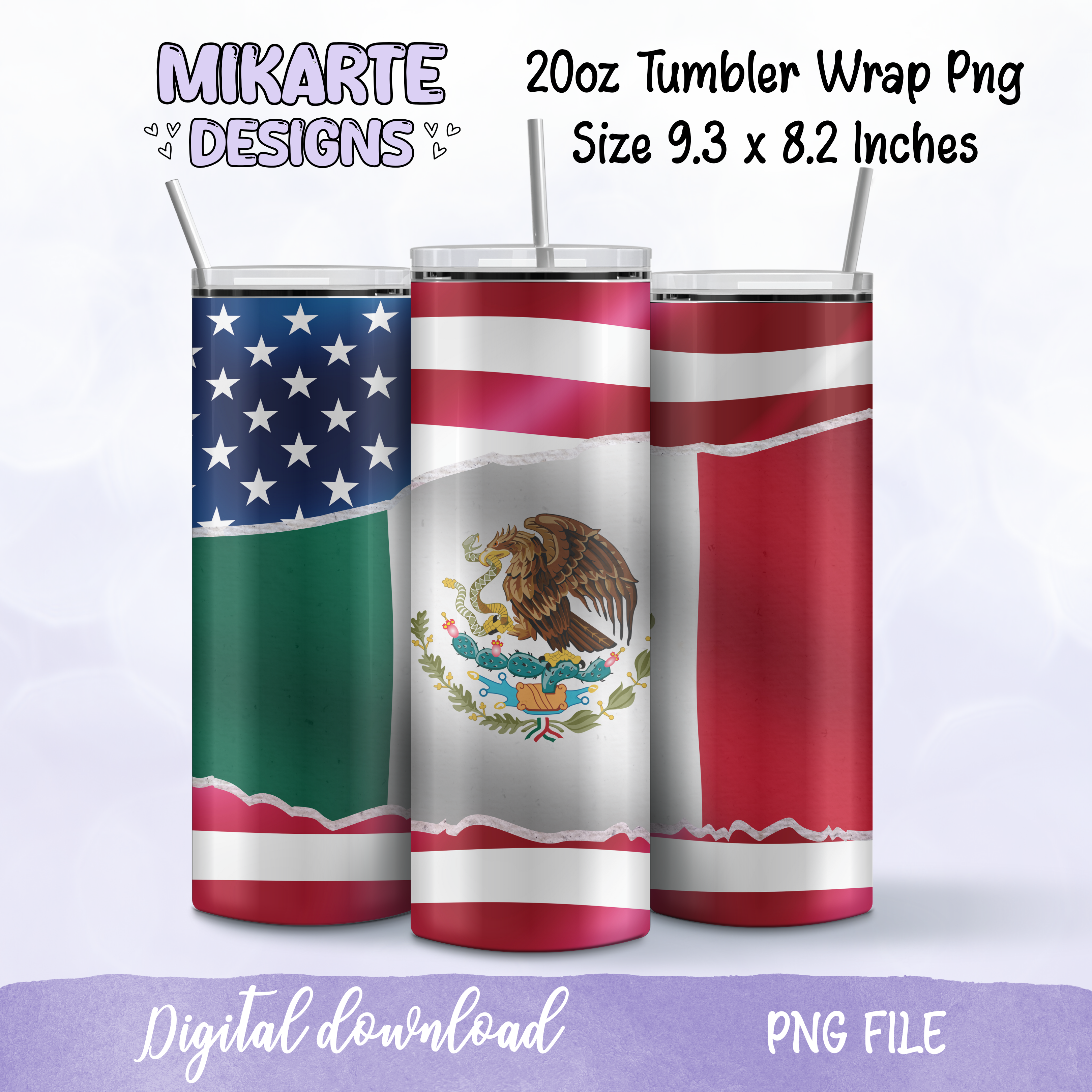 Mexico & USA | Tumbler PNG Digital Design