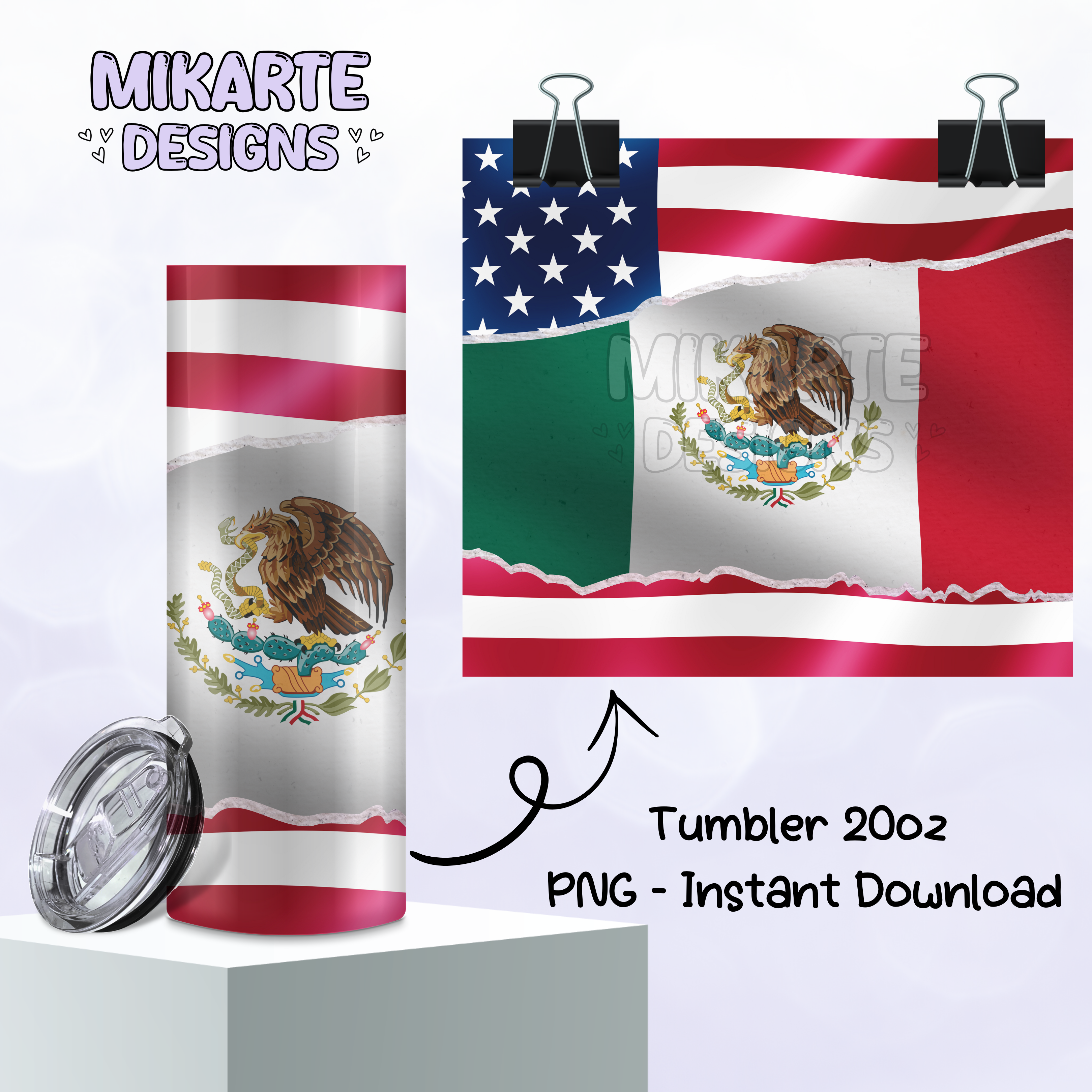 Mexico & USA | Tumbler PNG Digital Design
