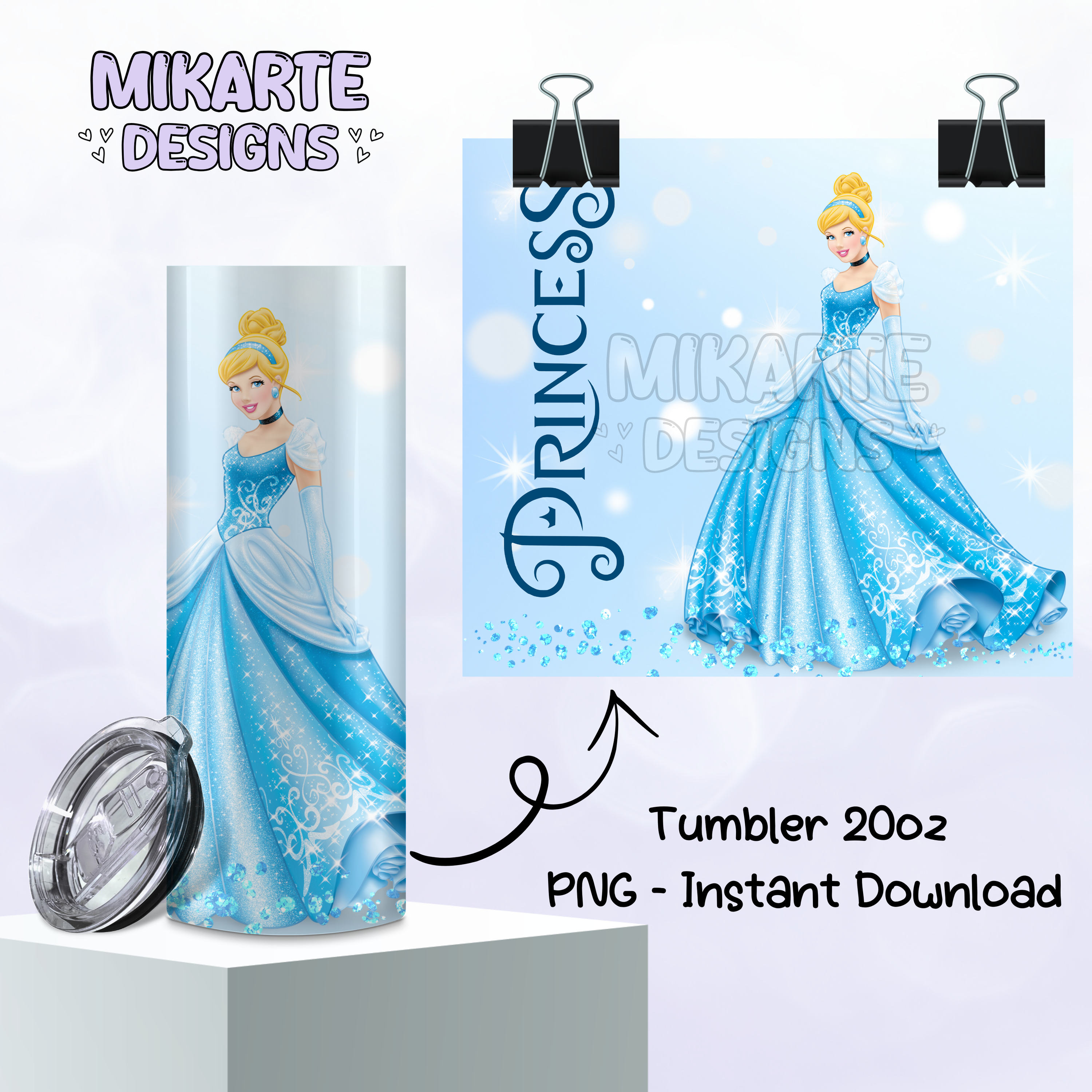 Princesa | Diseño digital PNG para vaso térmico