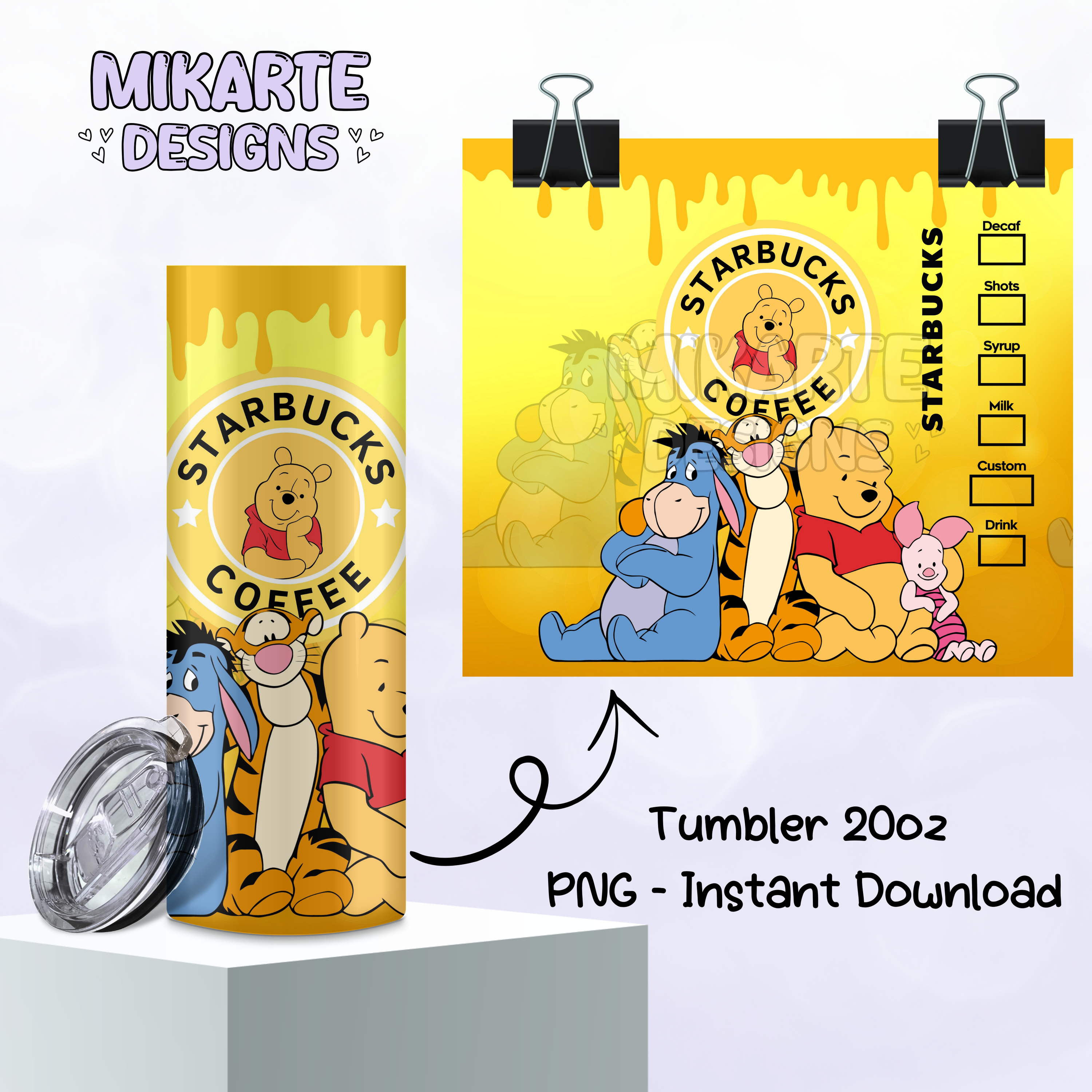 Osito Pooh | Diseño Digital PNG para Vaso Térmico