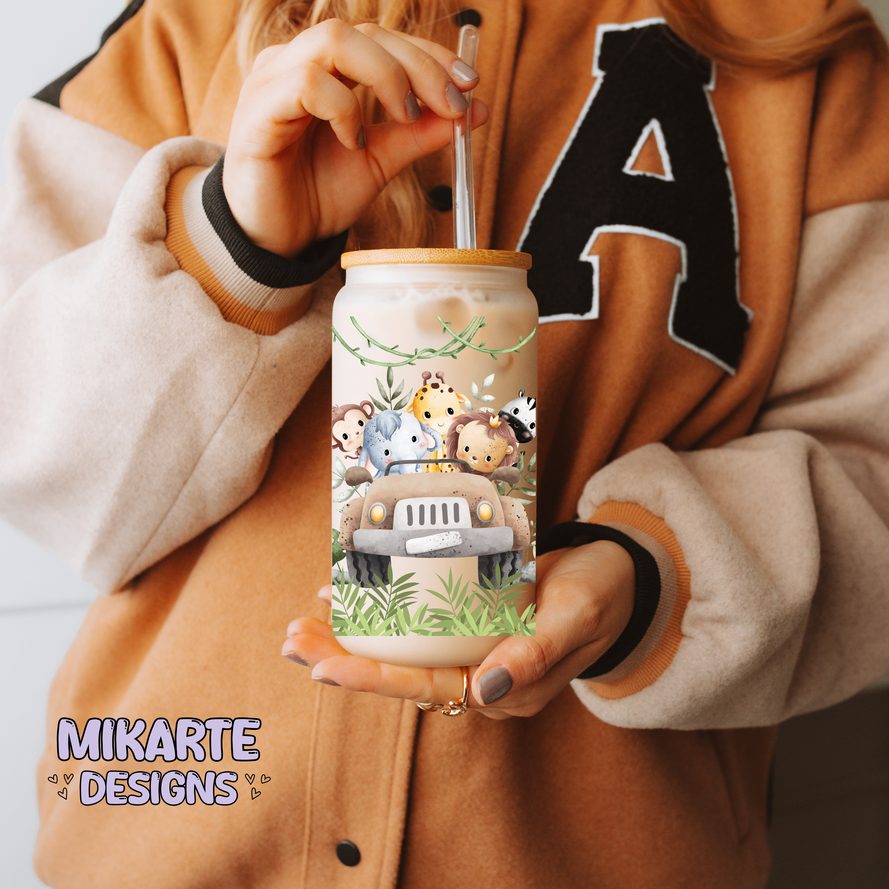 Animales Bebé | Diseño Digital PNG para Vaso de Vidrio de 16oz