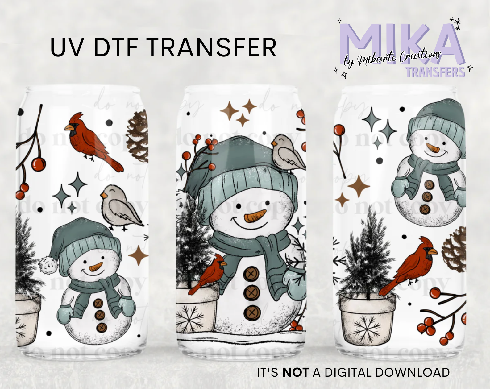 Snowman and Birds | UV DTF