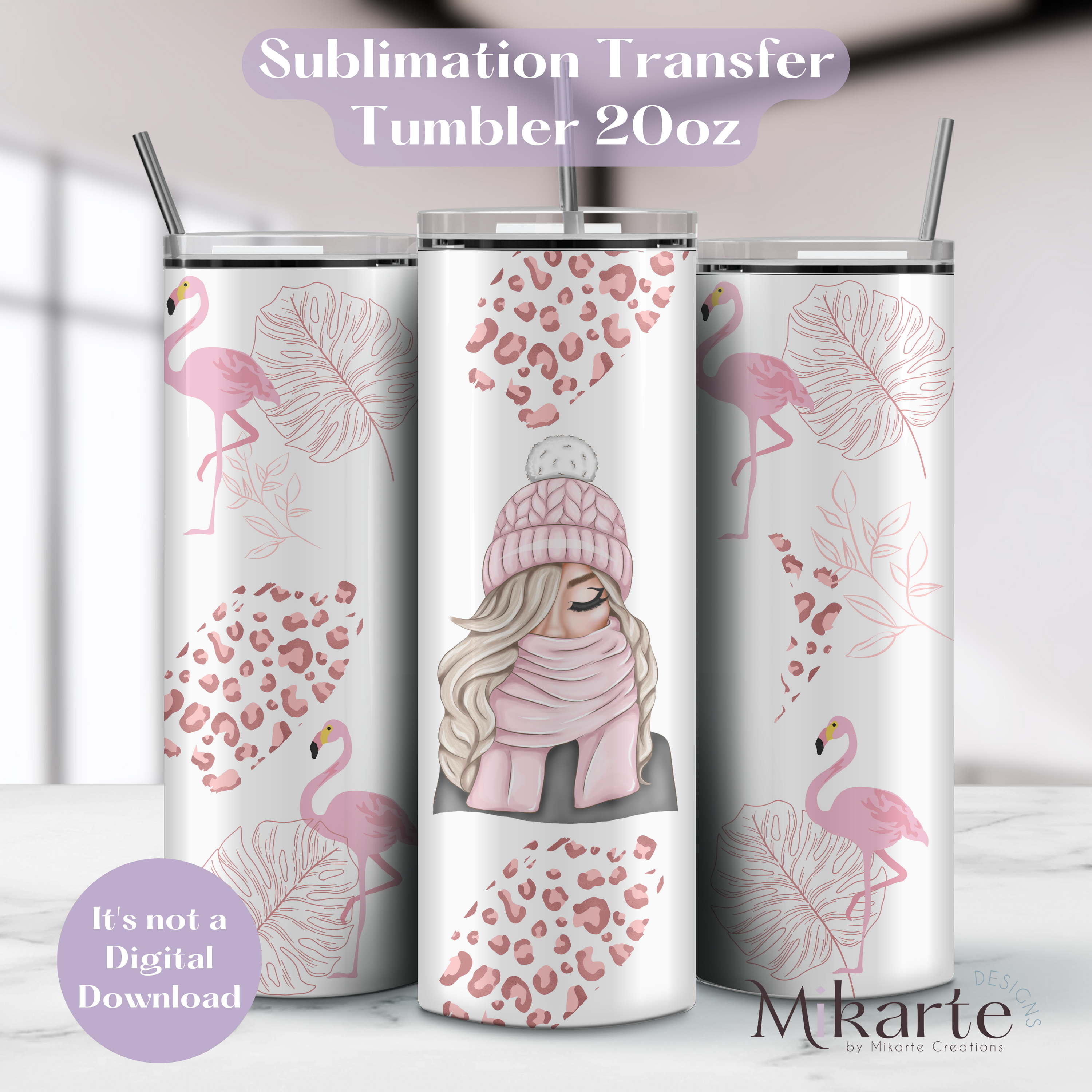 Chica Flamingo - Tumbler Sublimation Transfer