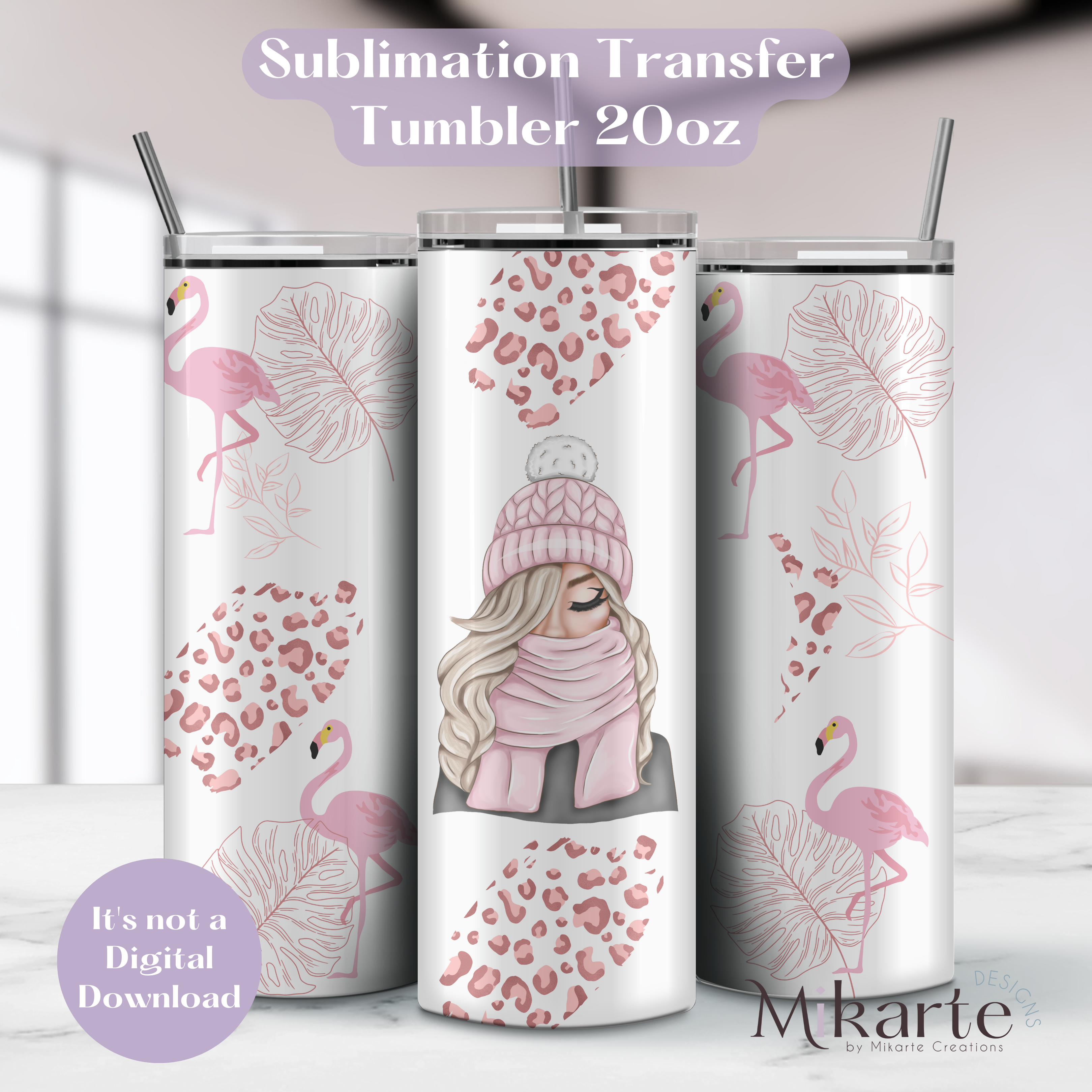 Chica Flamingo - Tumbler Sublimation Transfer