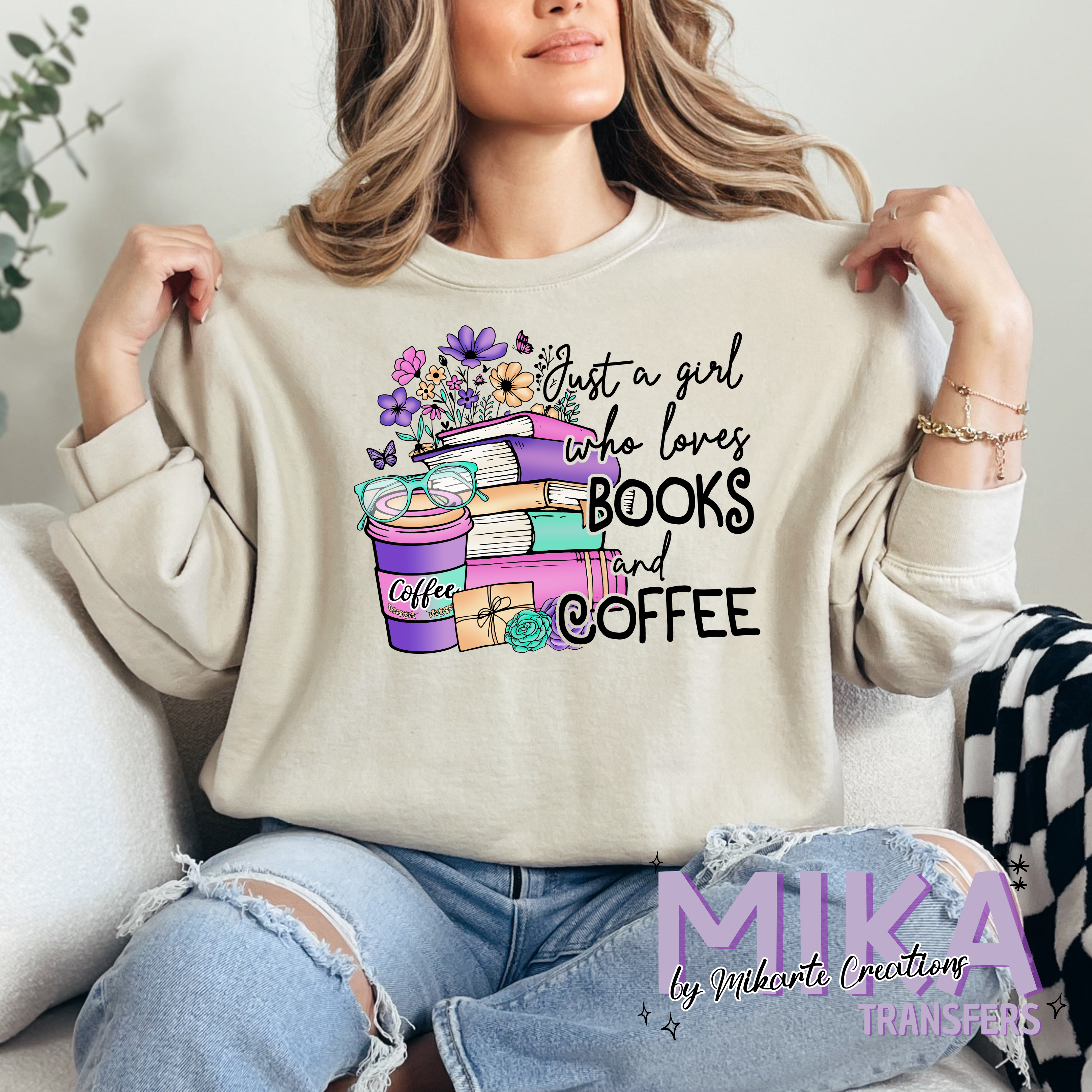 Just a Girl Who Loves Books and Coffee | DTF Transfer