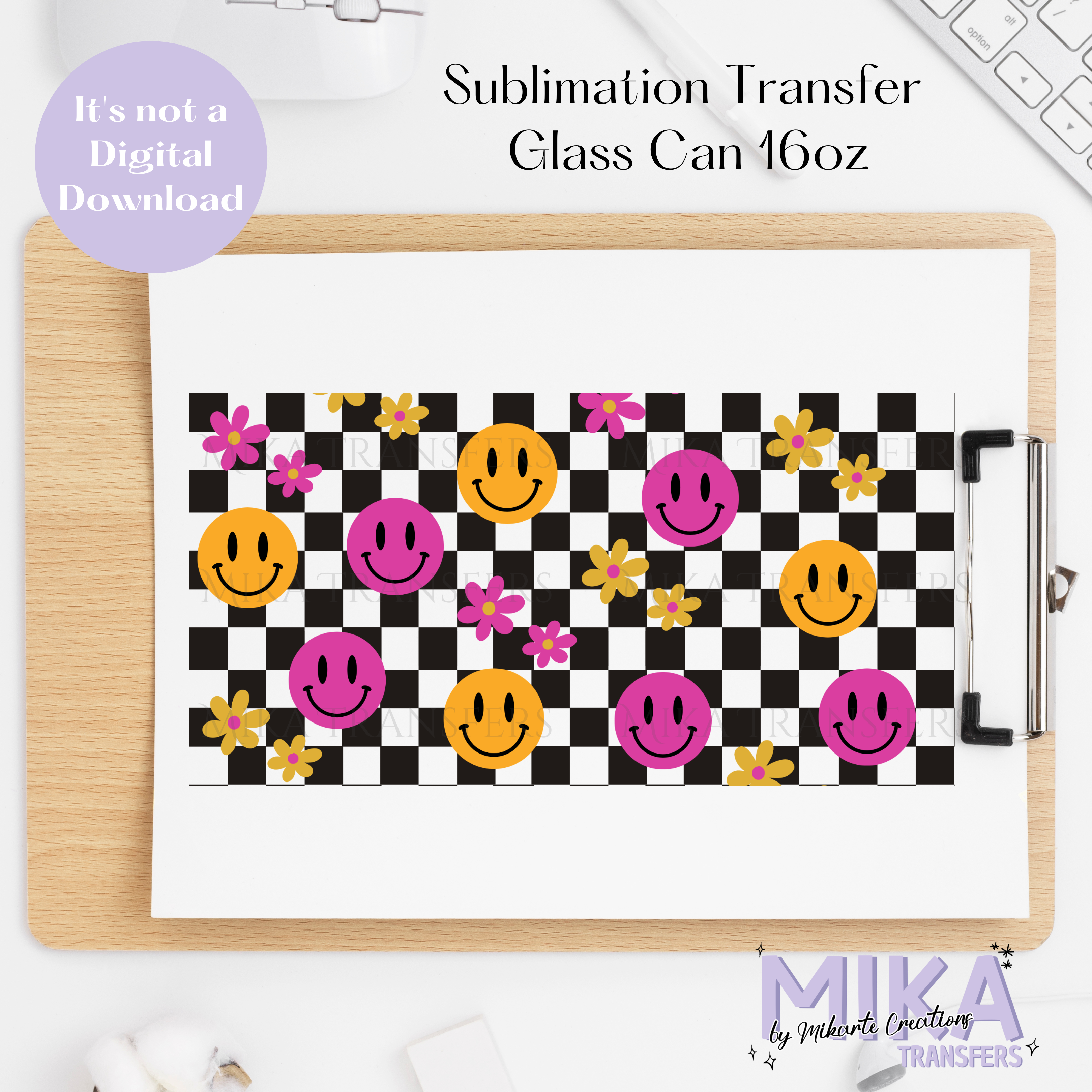 Smily Faces - Glass Can Sublimation Transfer