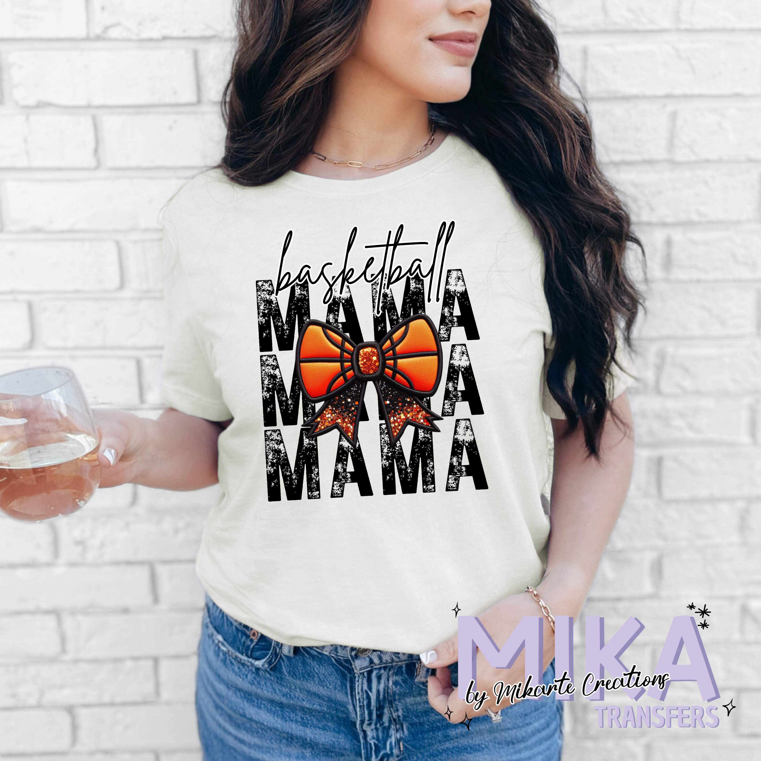 basketball mama with bow | DTF Transfer