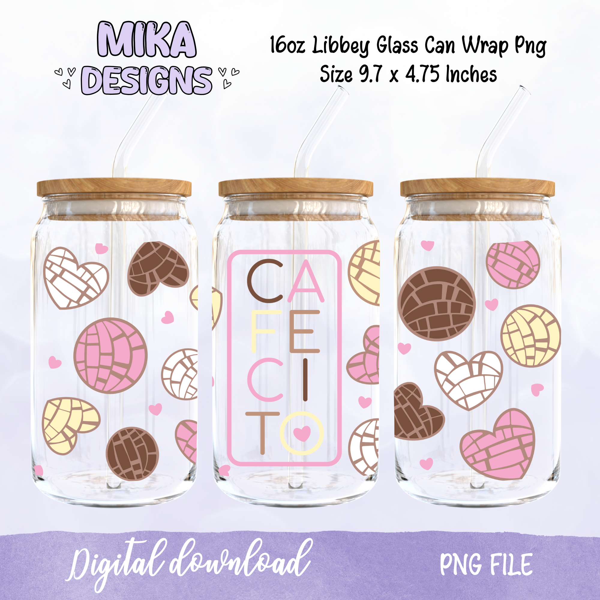 Cafecito | 16oz Glass Can PNG Digital Design