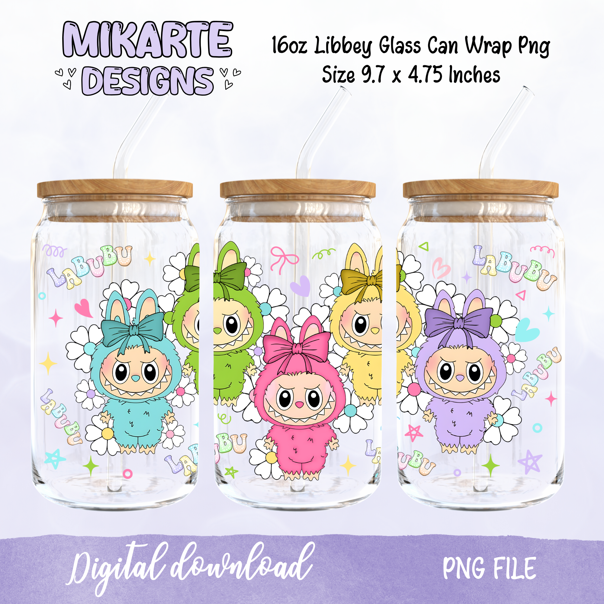 LB Cute | 16oz Glass Can PNG Digital Design
