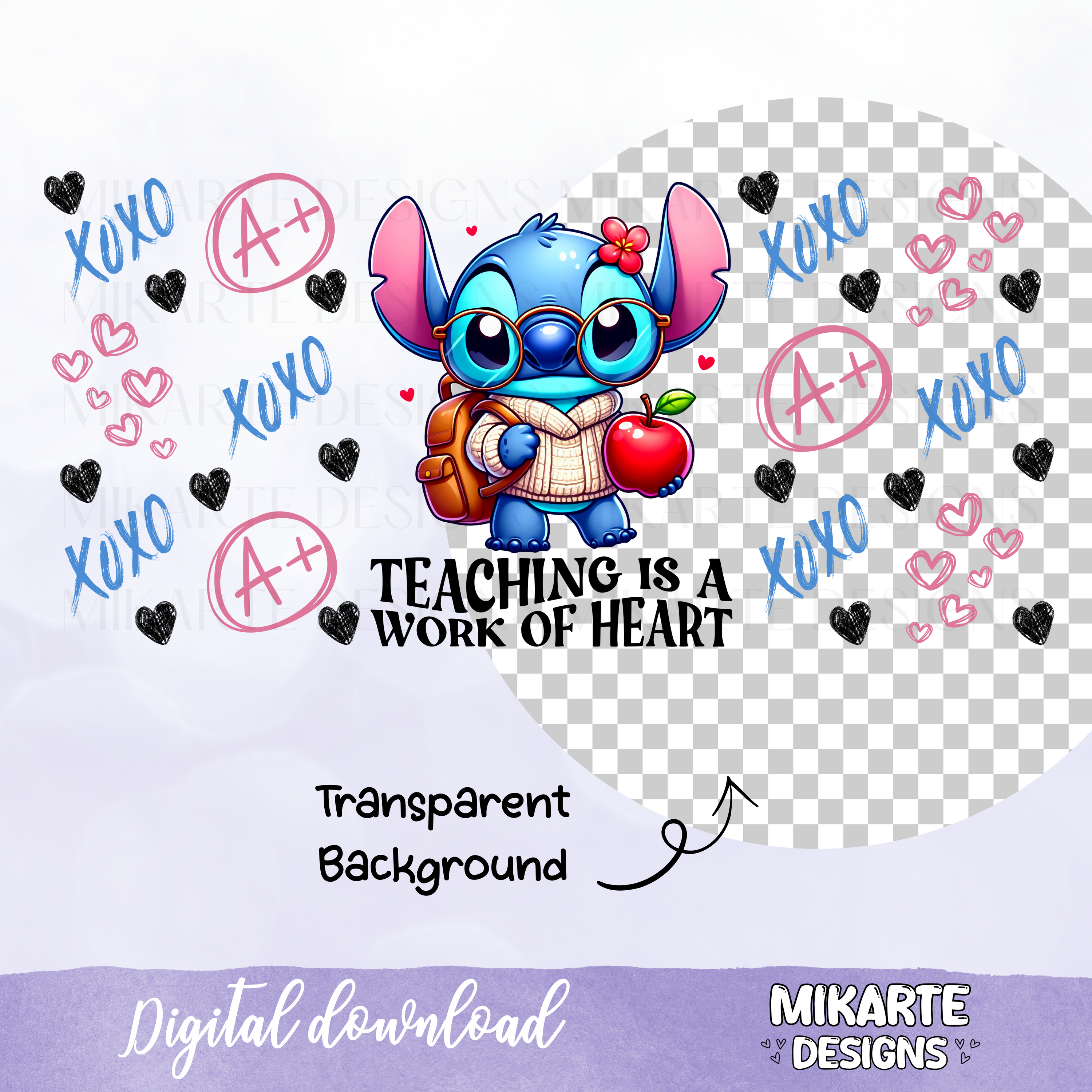 Enseñar es una obra de corazón | Diseño digital PNG para vaso de vidrio de 16 oz