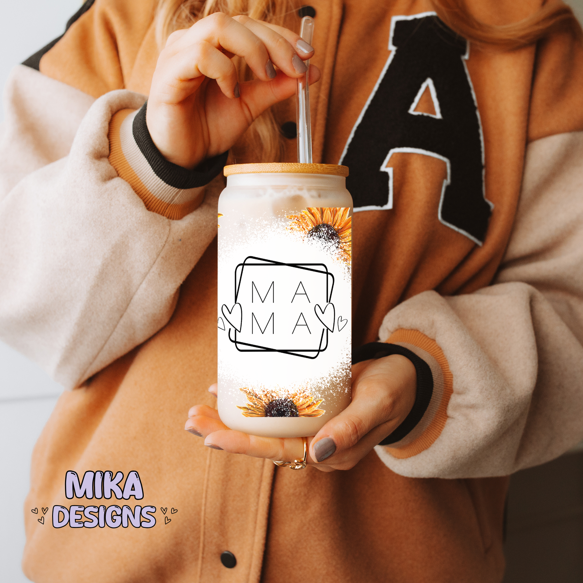 Mama Sunflower | 16oz Glass Can PNG Digital Design