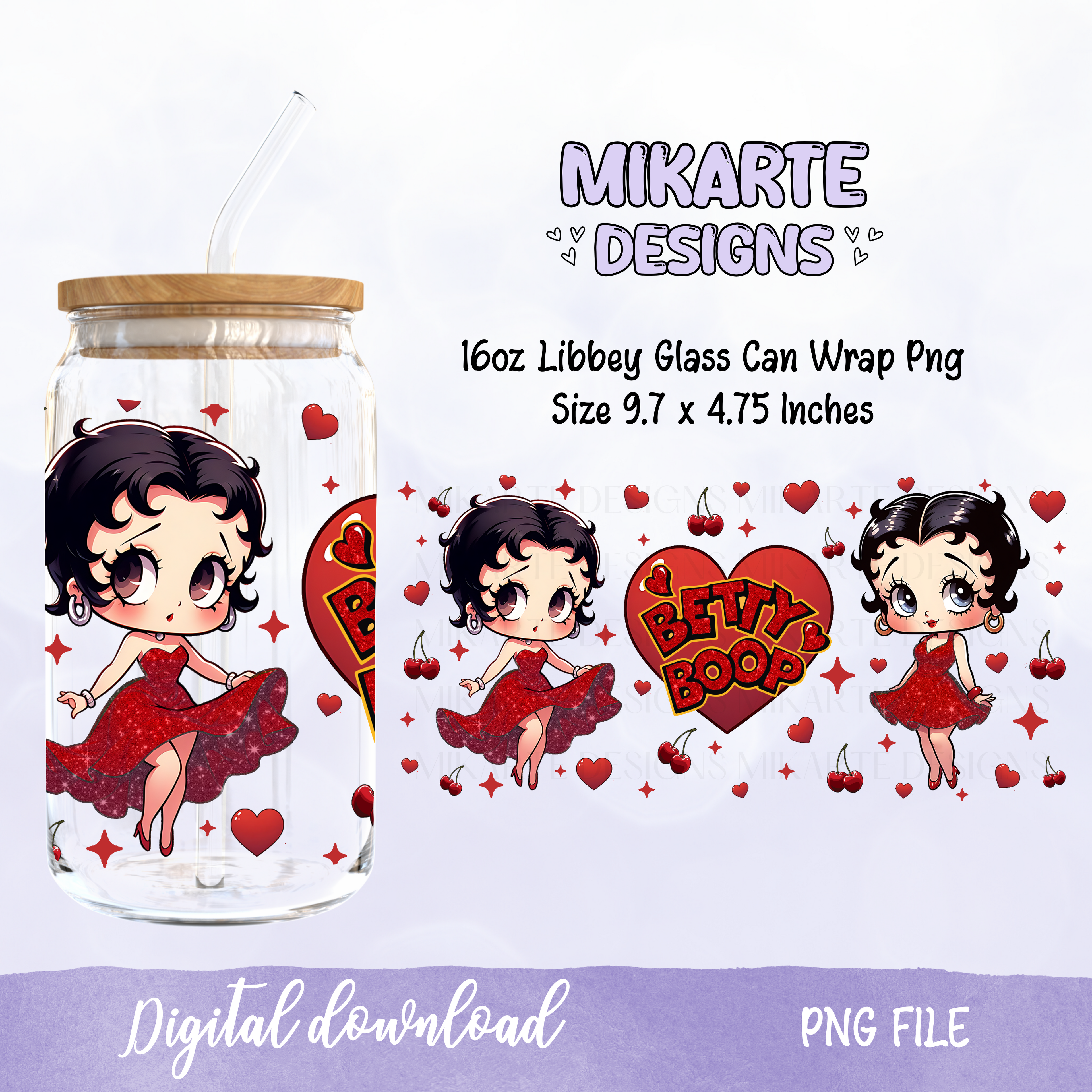 Petty Girl | 16oz Glass Can PNG Digital Design