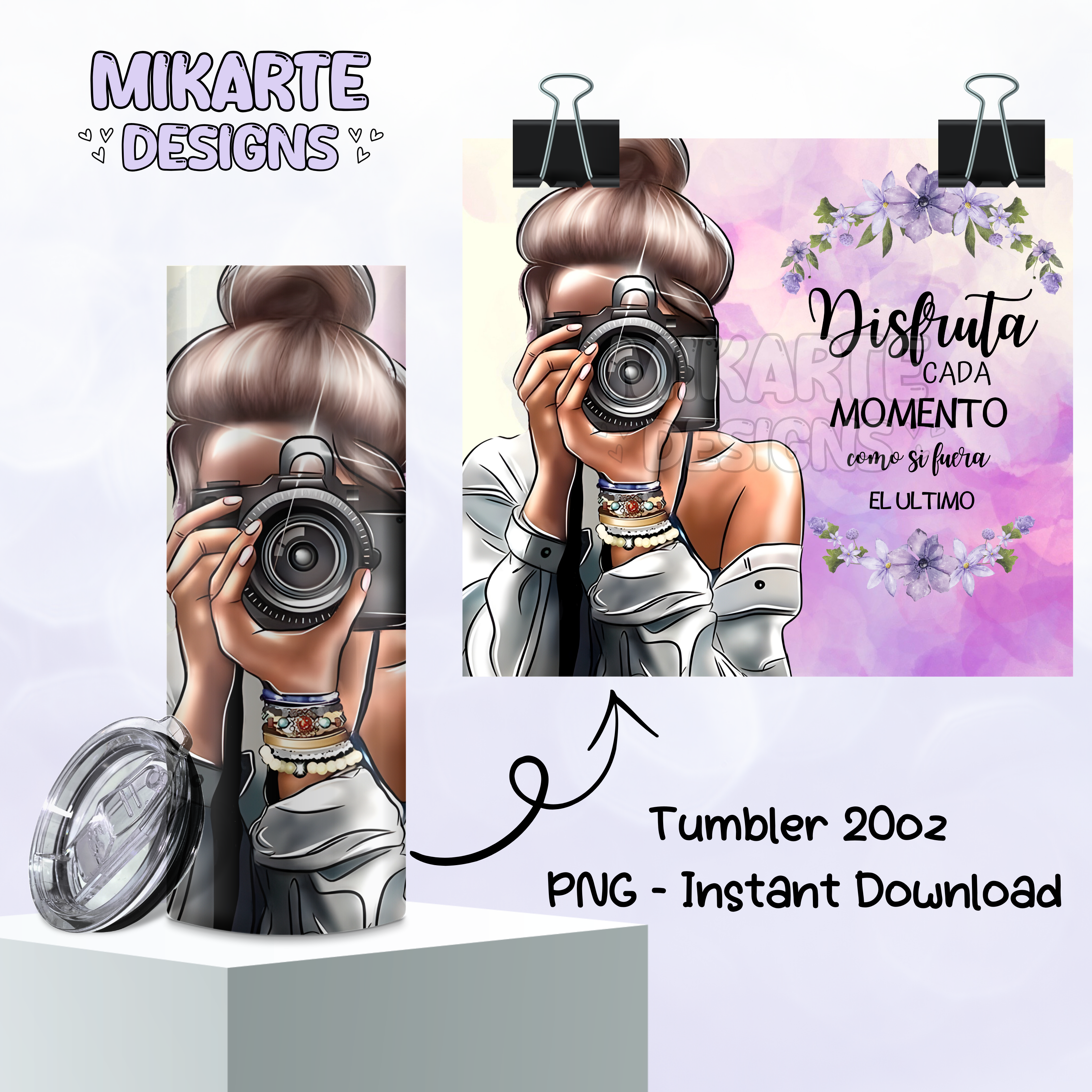 Disfruta cada Momento | Tumbler PNG Digital Design