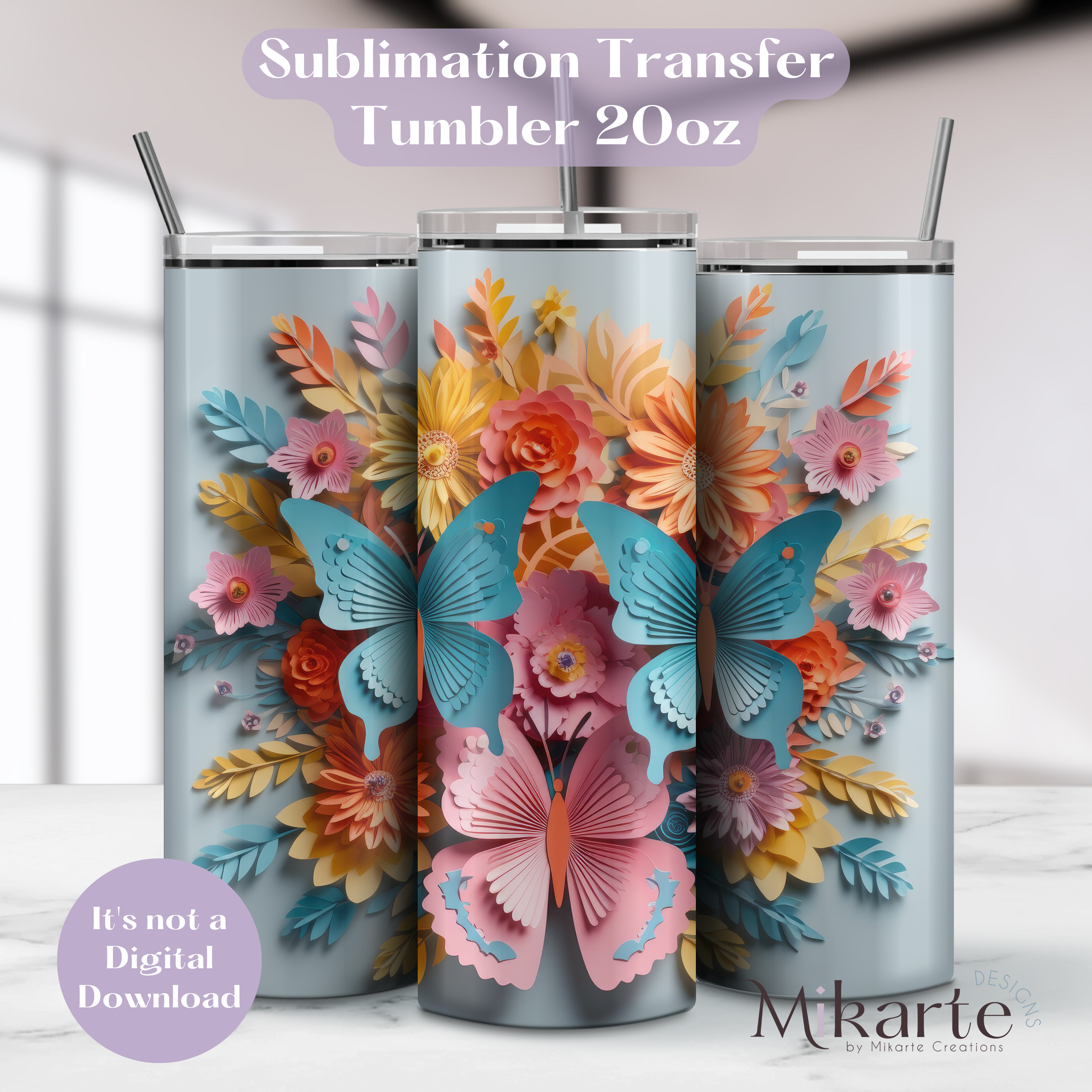Butterflies - Tumbler Sublimation Transfer