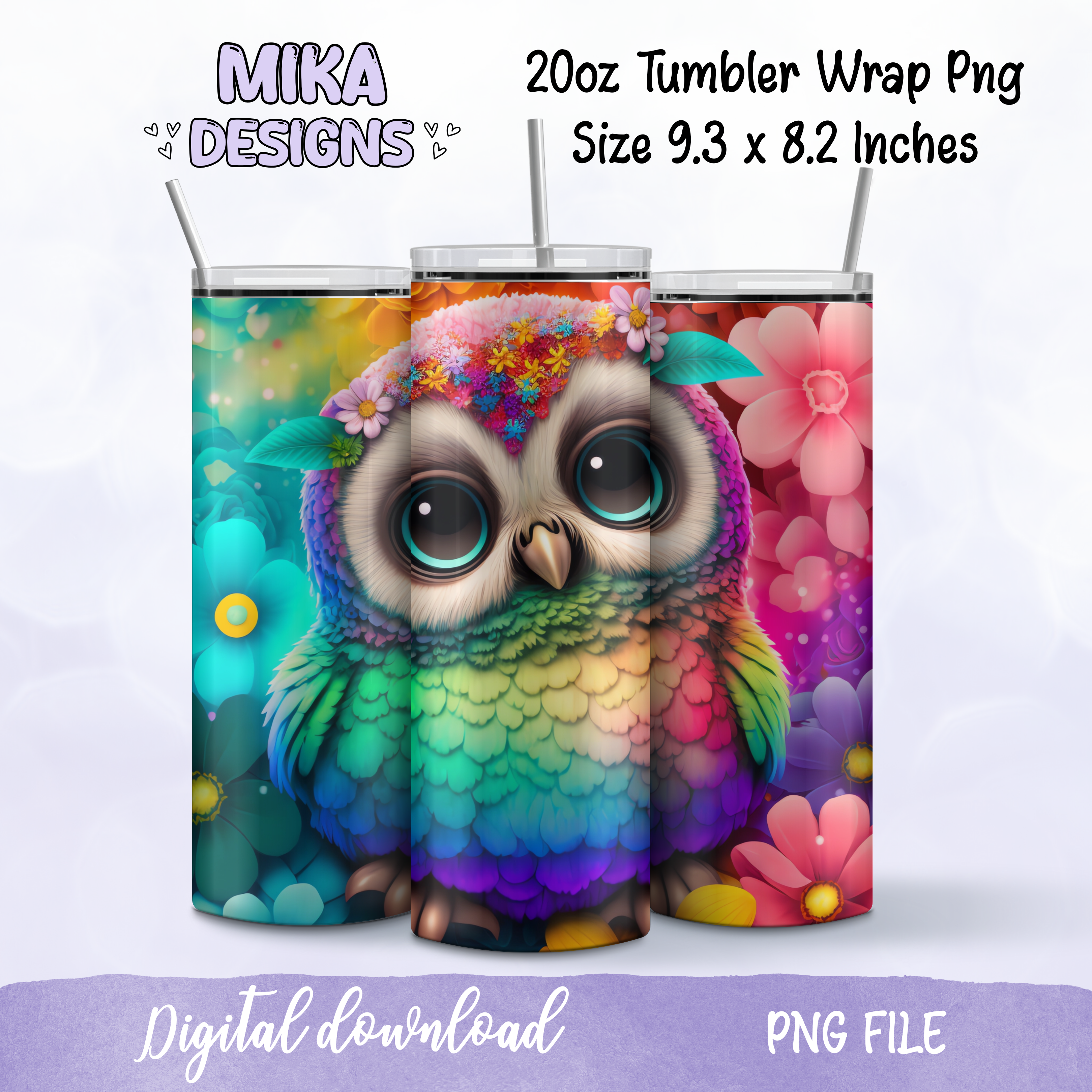 Colorful Owl | Tumbler PNG Digital Design