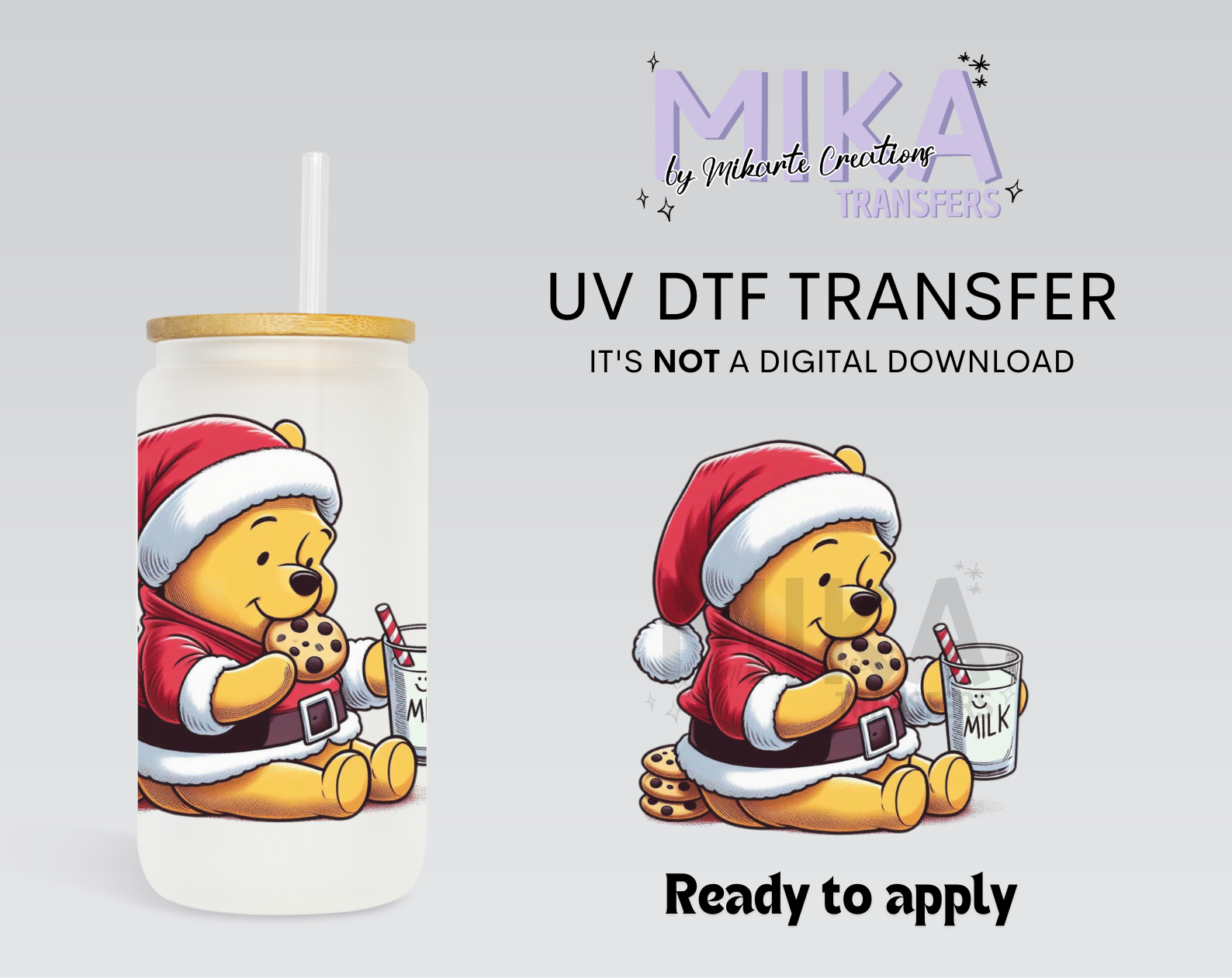 Oso en Navidad | Calcomanía UV DTF